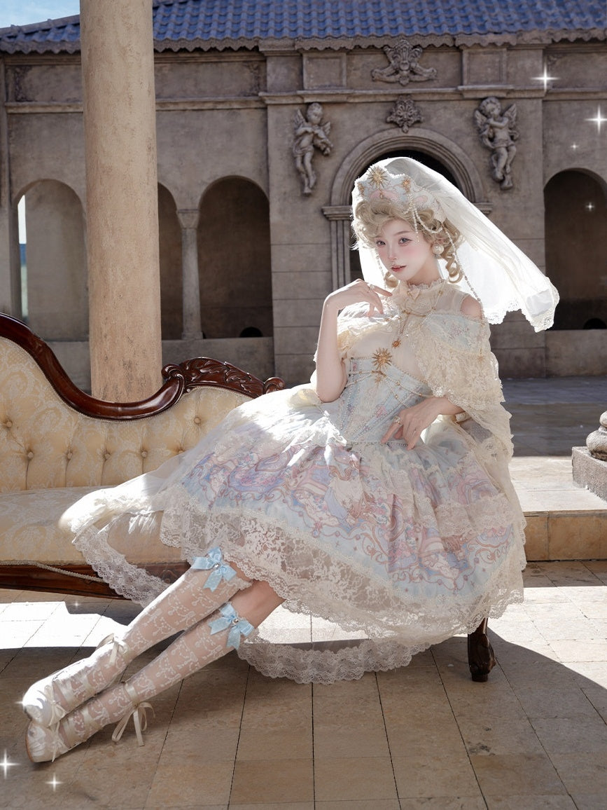 Moon‑Veil Zodiac Elegant Retro Ancient‑Greek Lolita JSK Dress