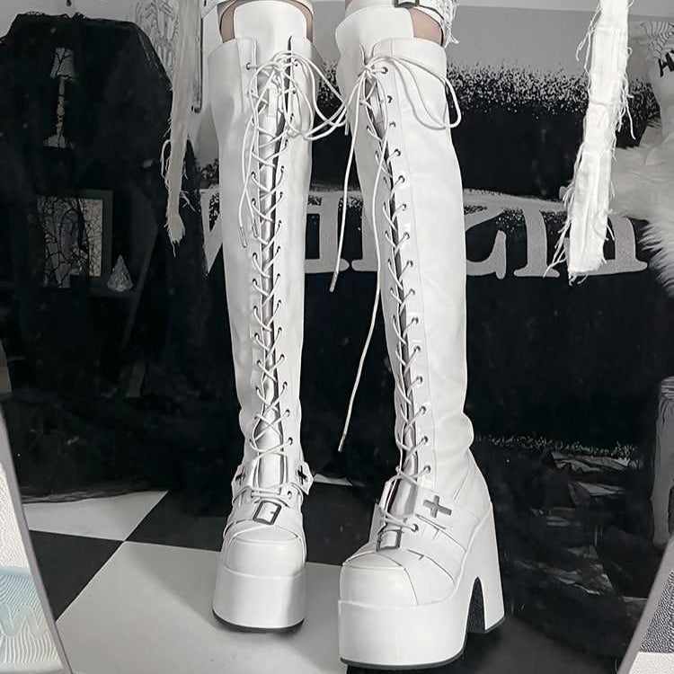 Lolita Gothic Punk Goth Platform Over-the-Knee Boots LE5018