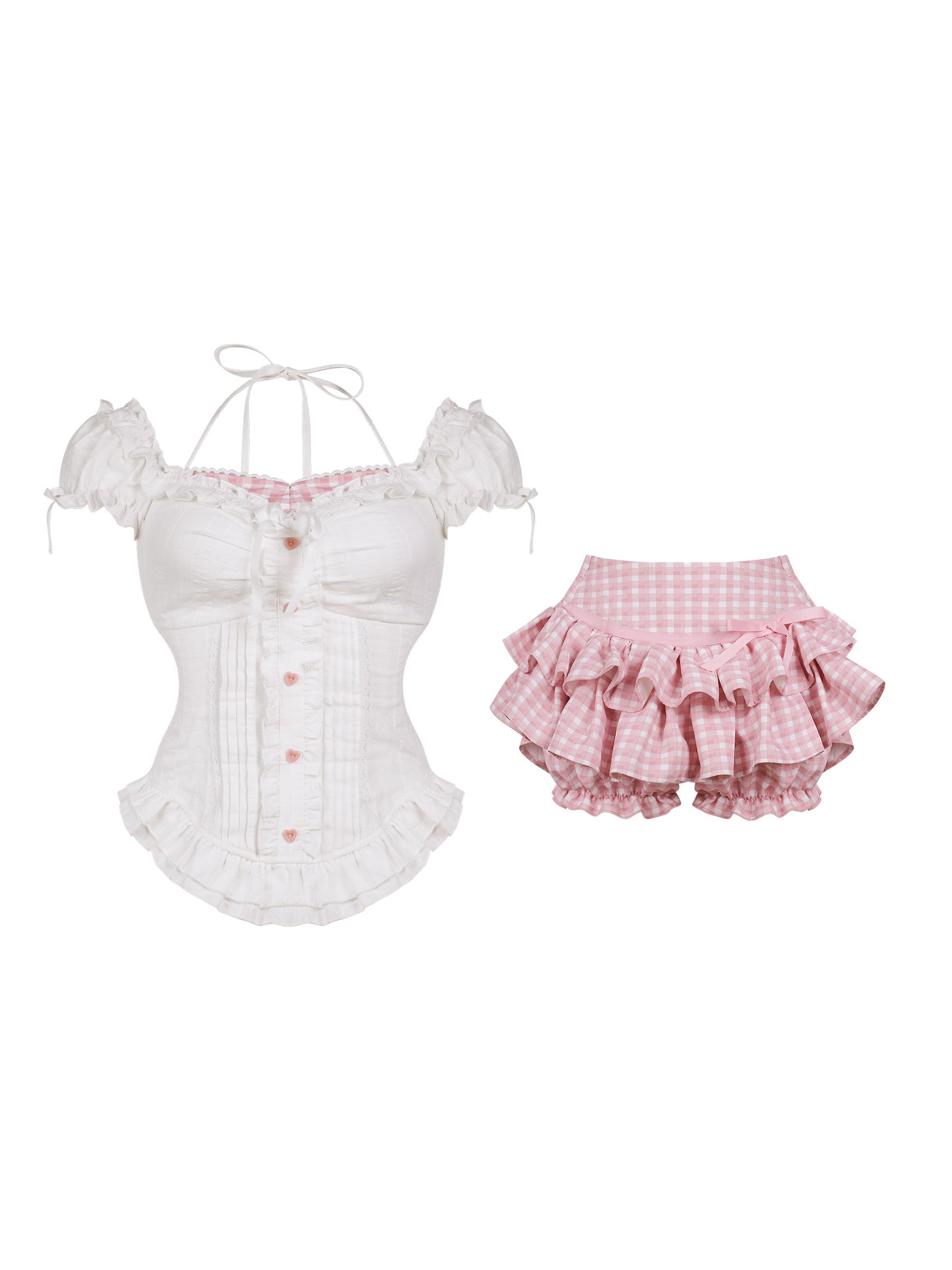Song Nainai White Top & Skirt Set