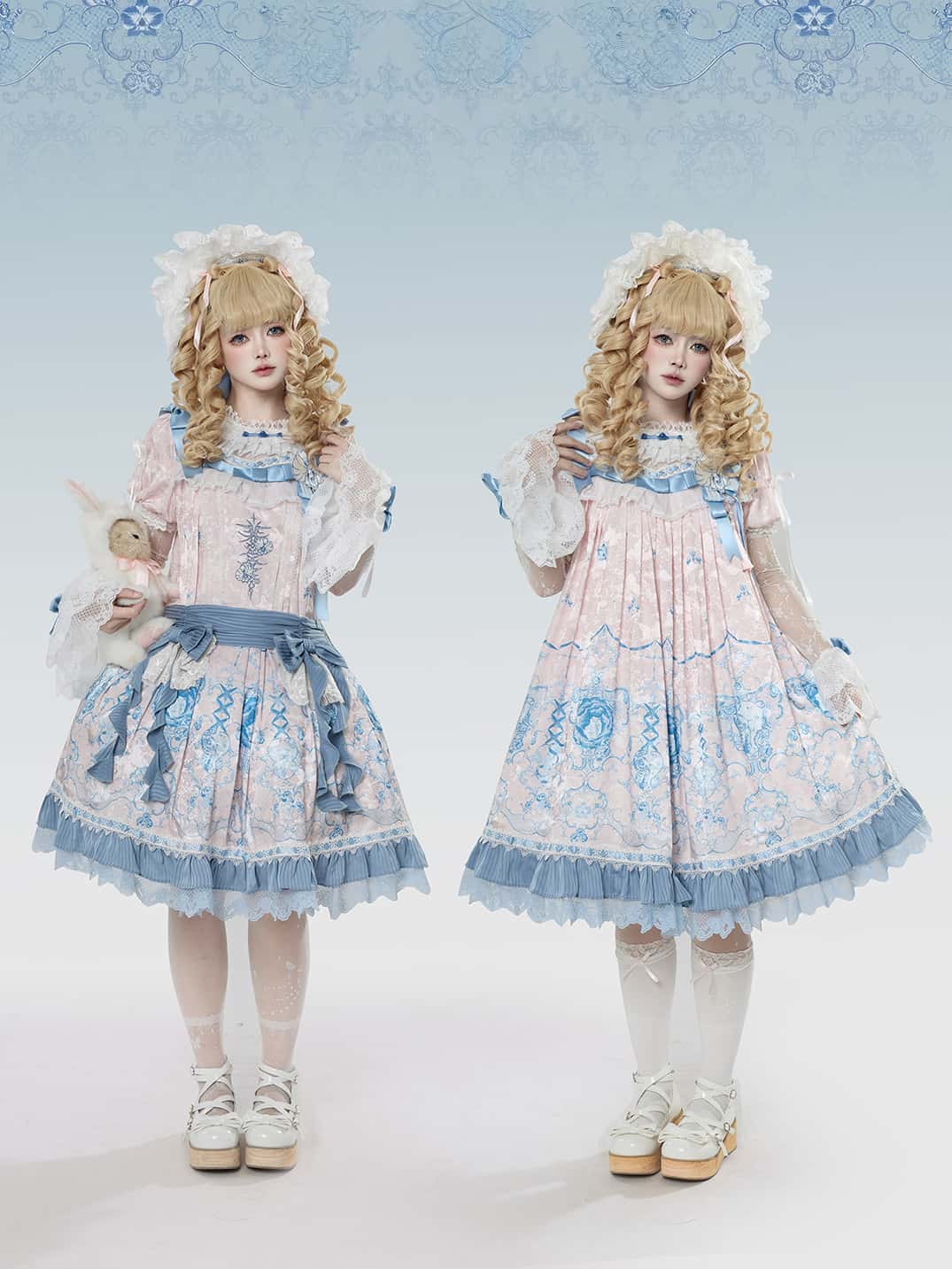 Linglong Porcelain Lolita Classic Printed Dress