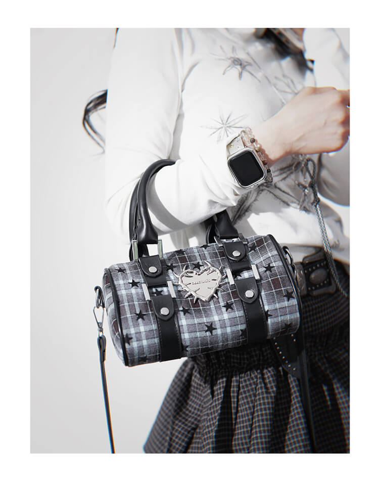 Gothic Star Plaid Shoulder Bag