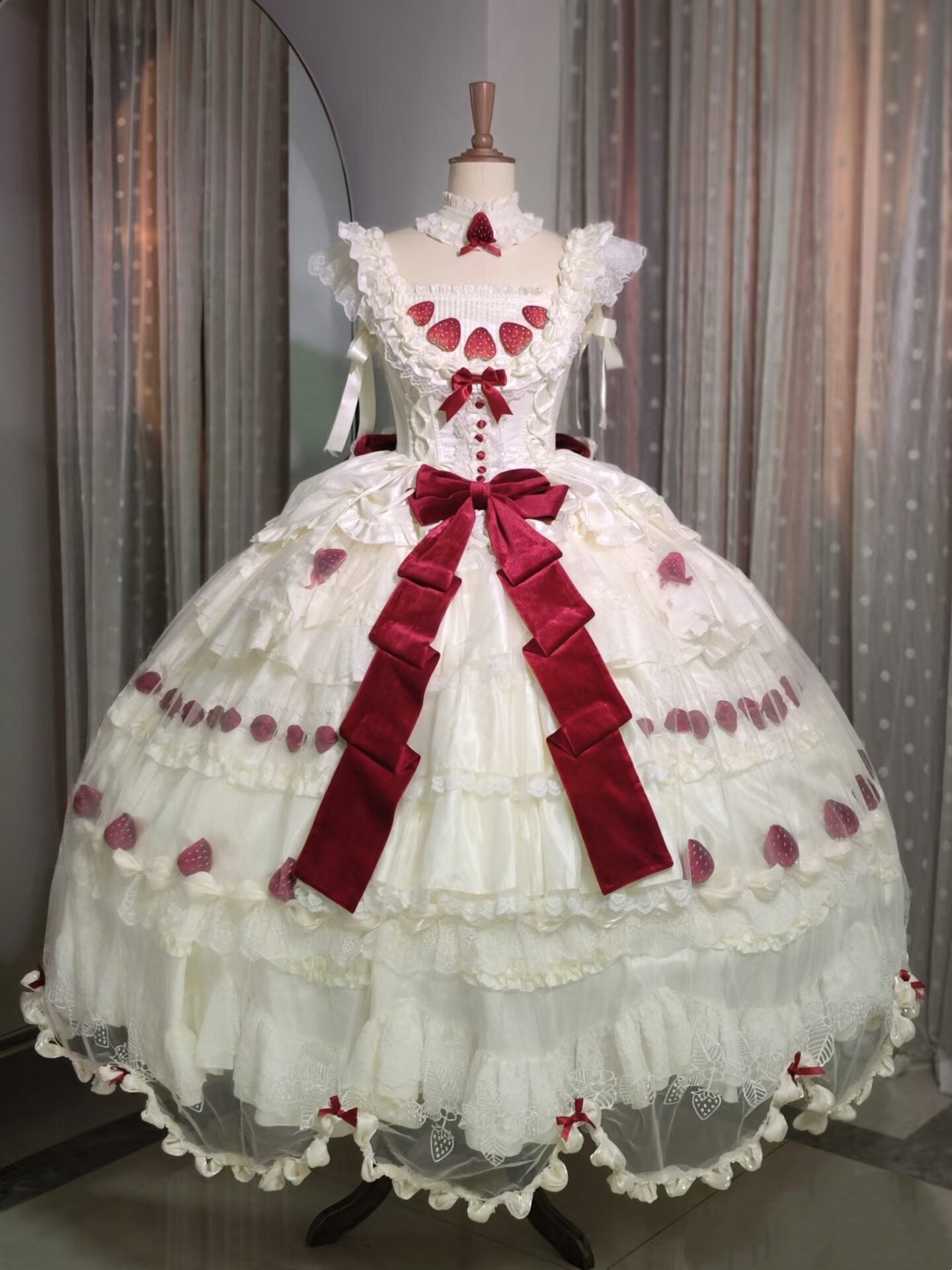 Strawberry Cream Cake Lolita Bridal OP Dress Set