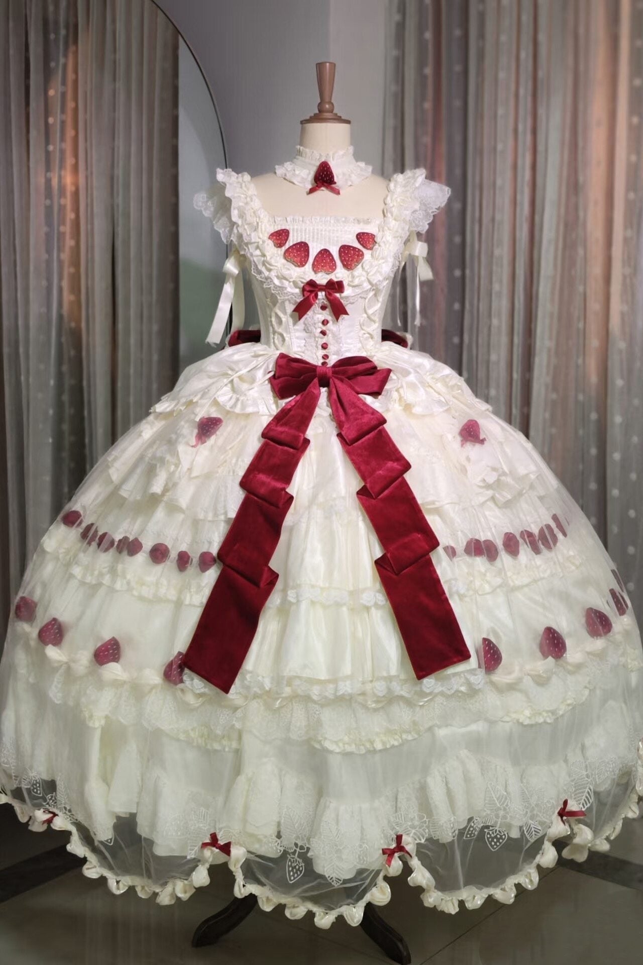 Strawberry Cream Cake Lolita Bridal OP Dress Set