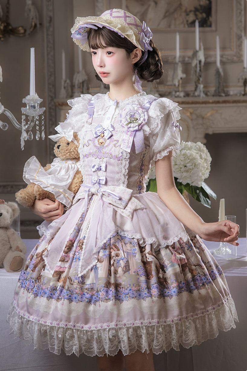 Bear‑Garden Floral Tale Sweet Printed Lolita JSK / OP Dress