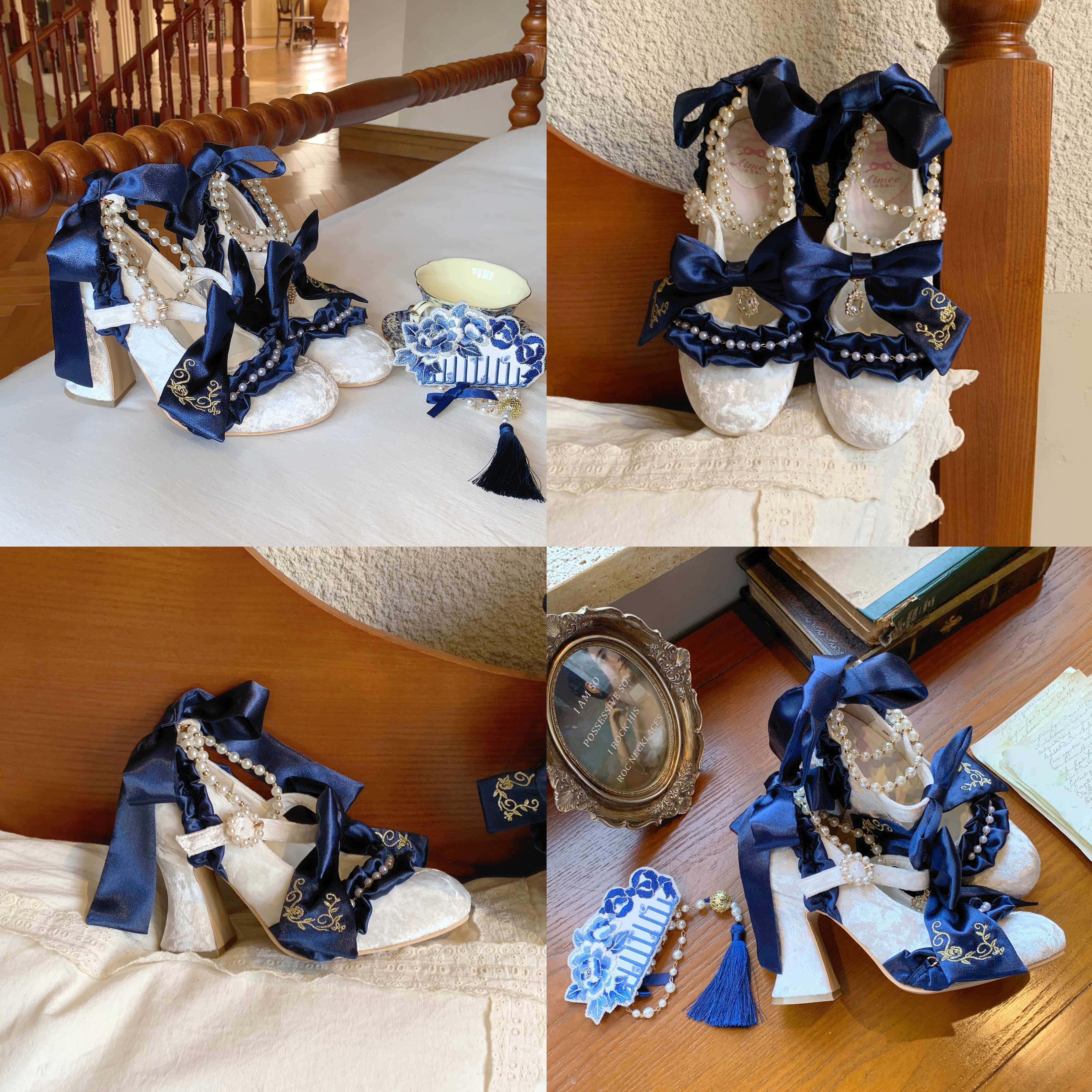 Ribbon Hymn 2.0 Lolita Vintage Heavy Craft Bridal Heels