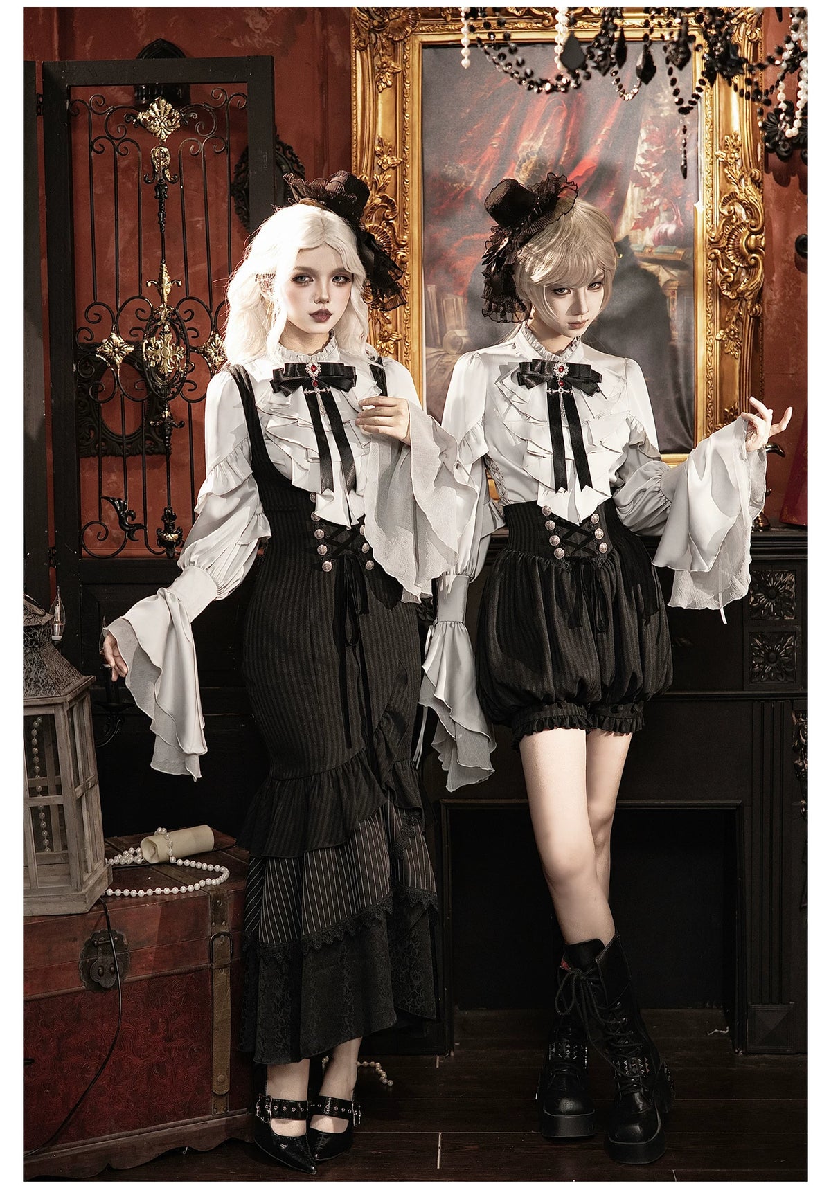 Night Crow Lolita Gothic Mermaid Skirt & Ouji Couple Set