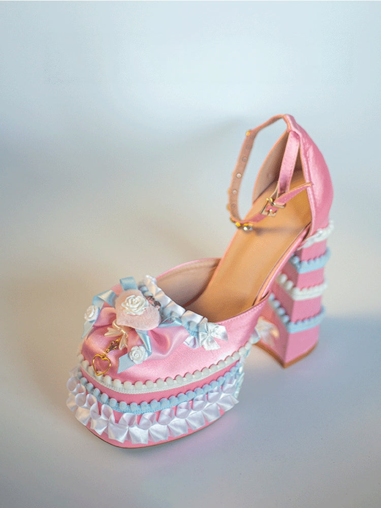 Cream Dopamine Lolita Sweet‑Girl Alt‑Y2K High‑Heel Shoes