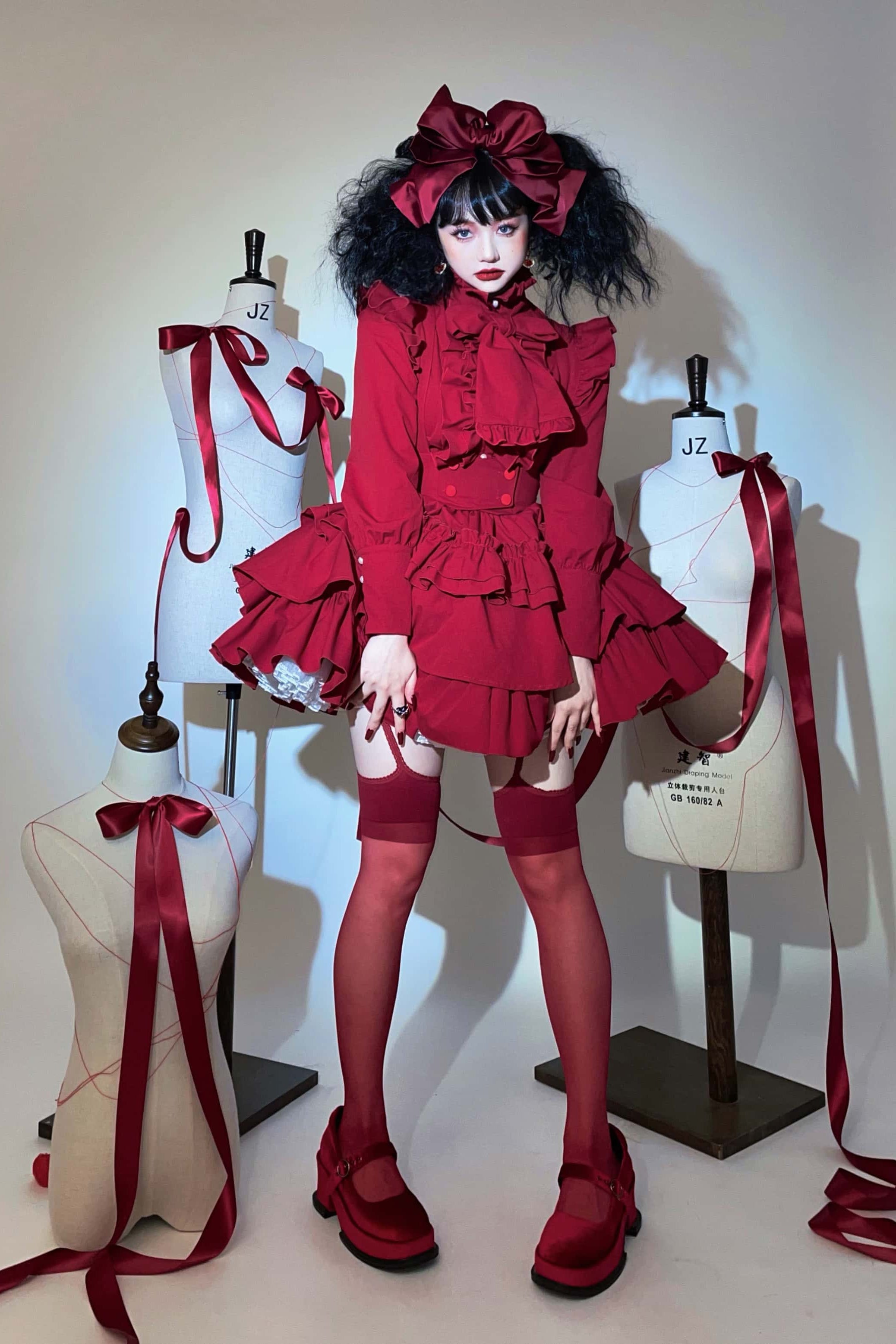 Doll Gift Box Gothic Lolita Red Shirt & Skirt Set