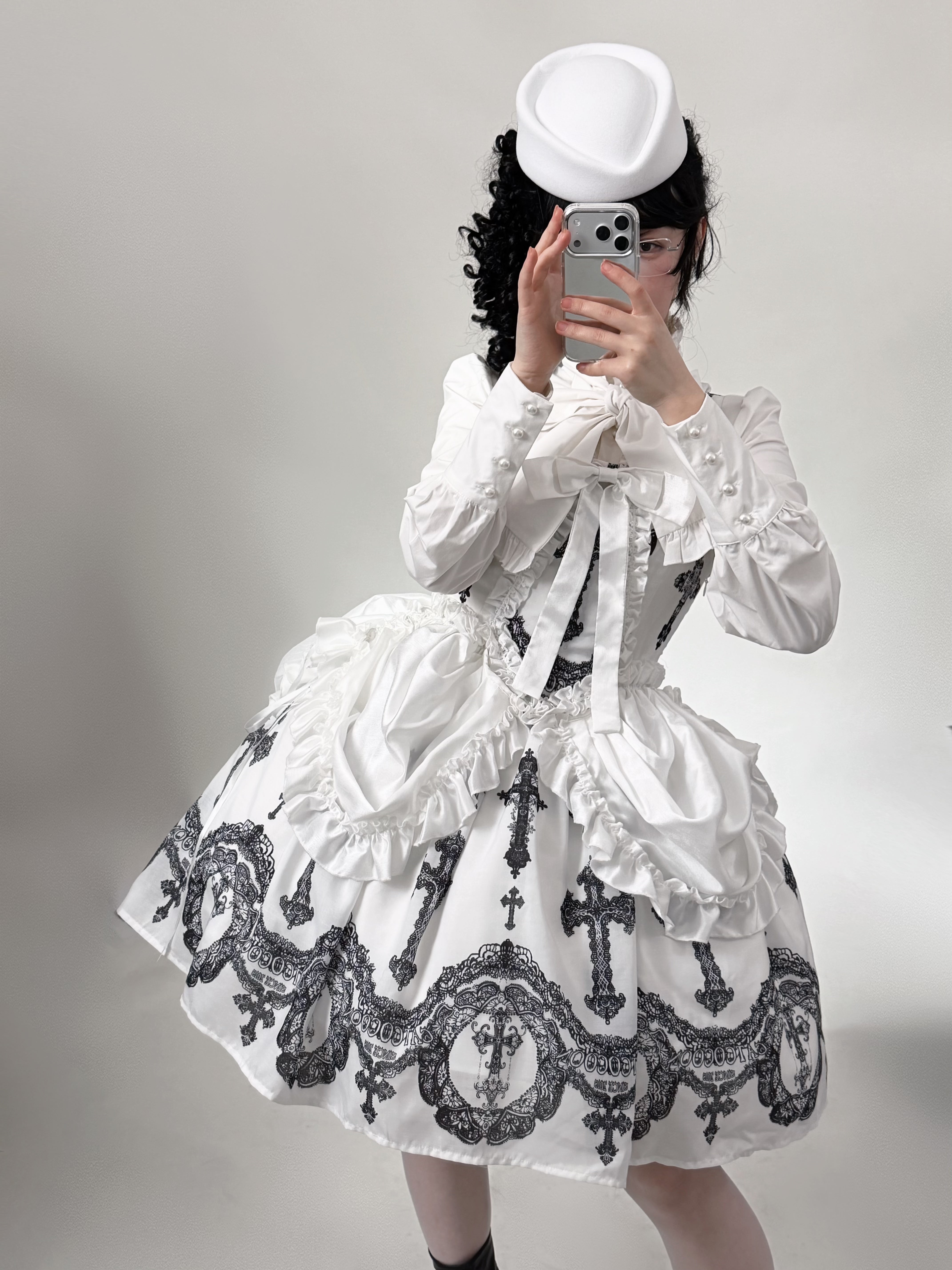 Lace Cross Gothic Lolita JSK White Set