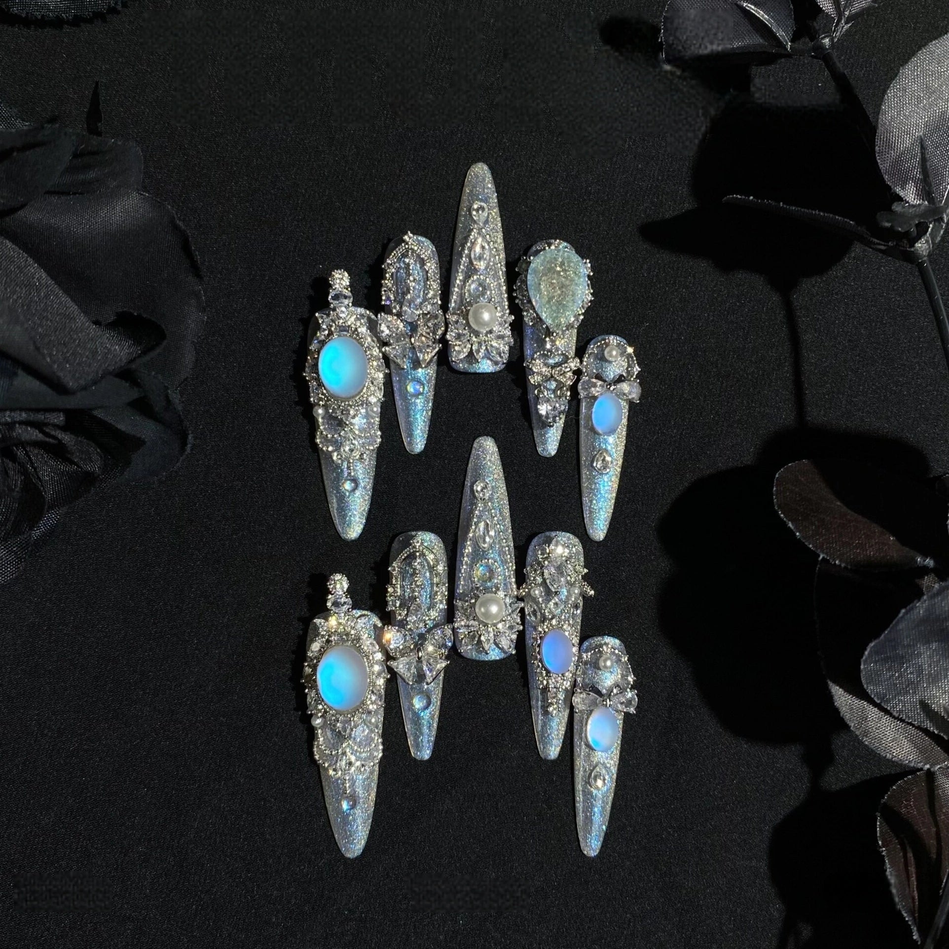 Blue Tears Lolita Handmade Detachable Press-On Nails