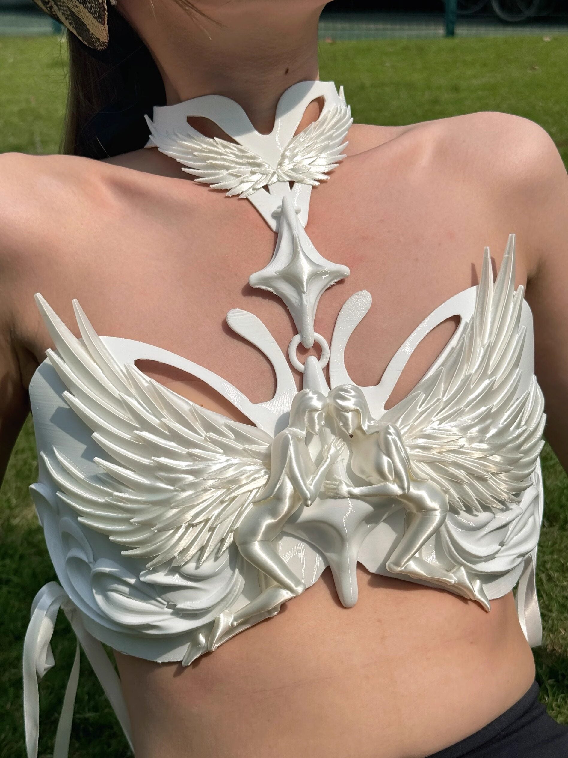 Angel Sculpture 3D Printed Corset Bustier Top