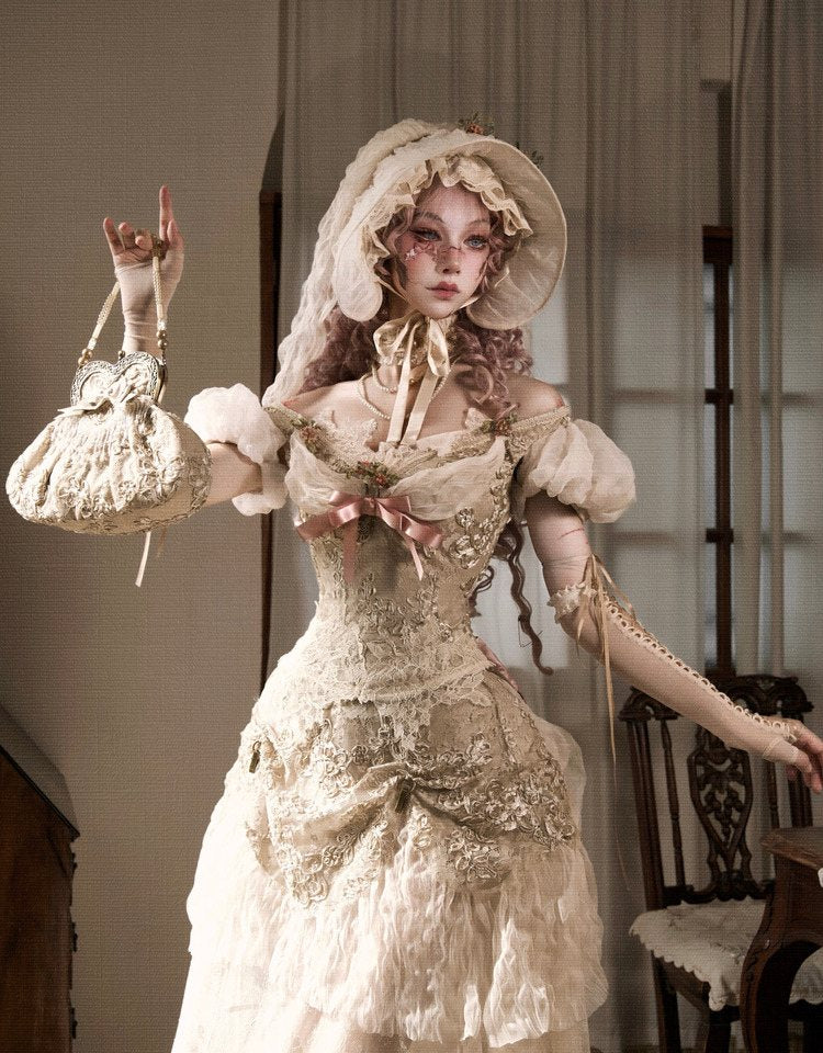 Cupid's Poem Casket Rococo Corset & Train Dress Set