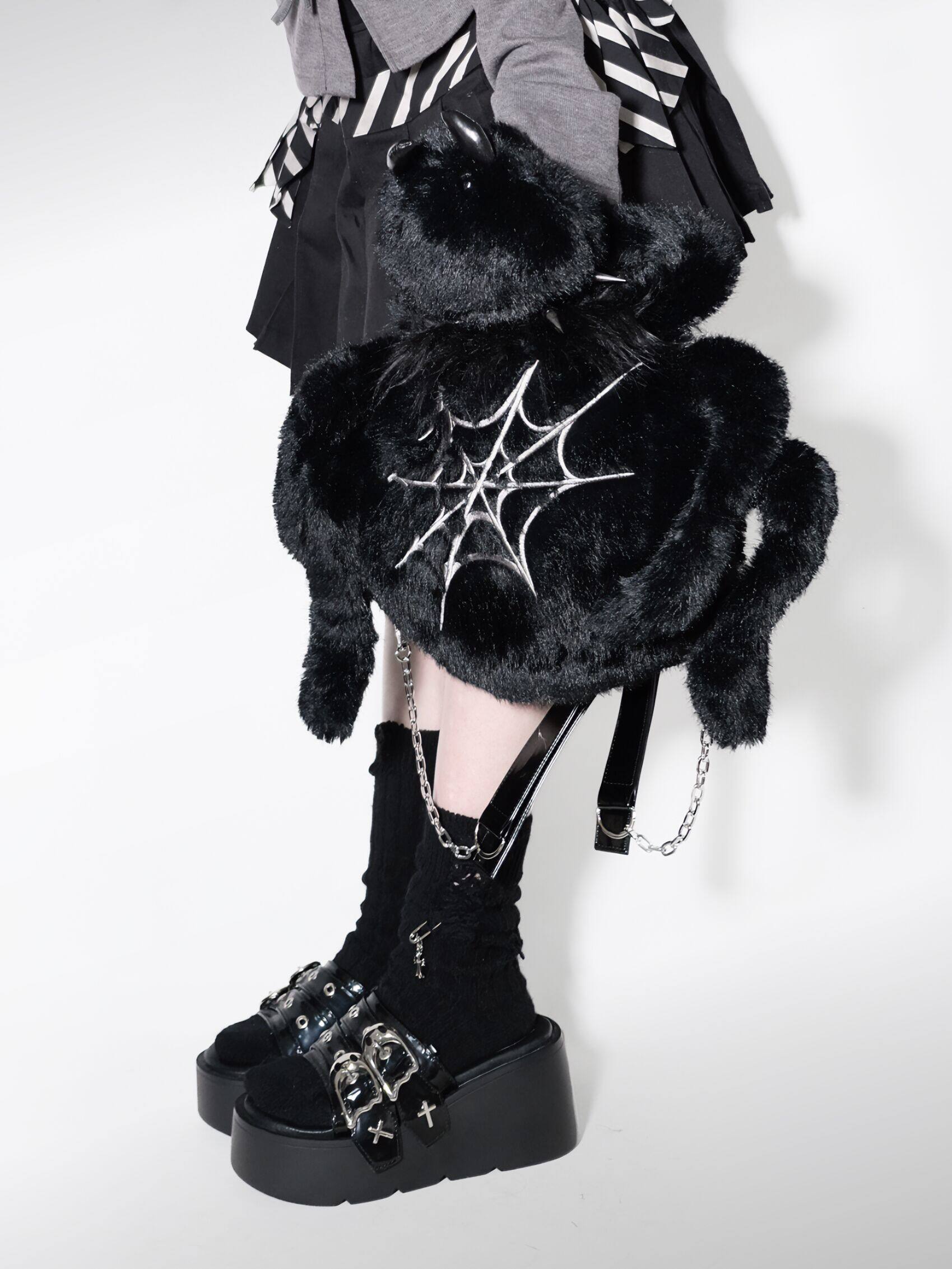 Dark Spider Bag Y2K Punk Dark Spider Leah Plush Spider Bag