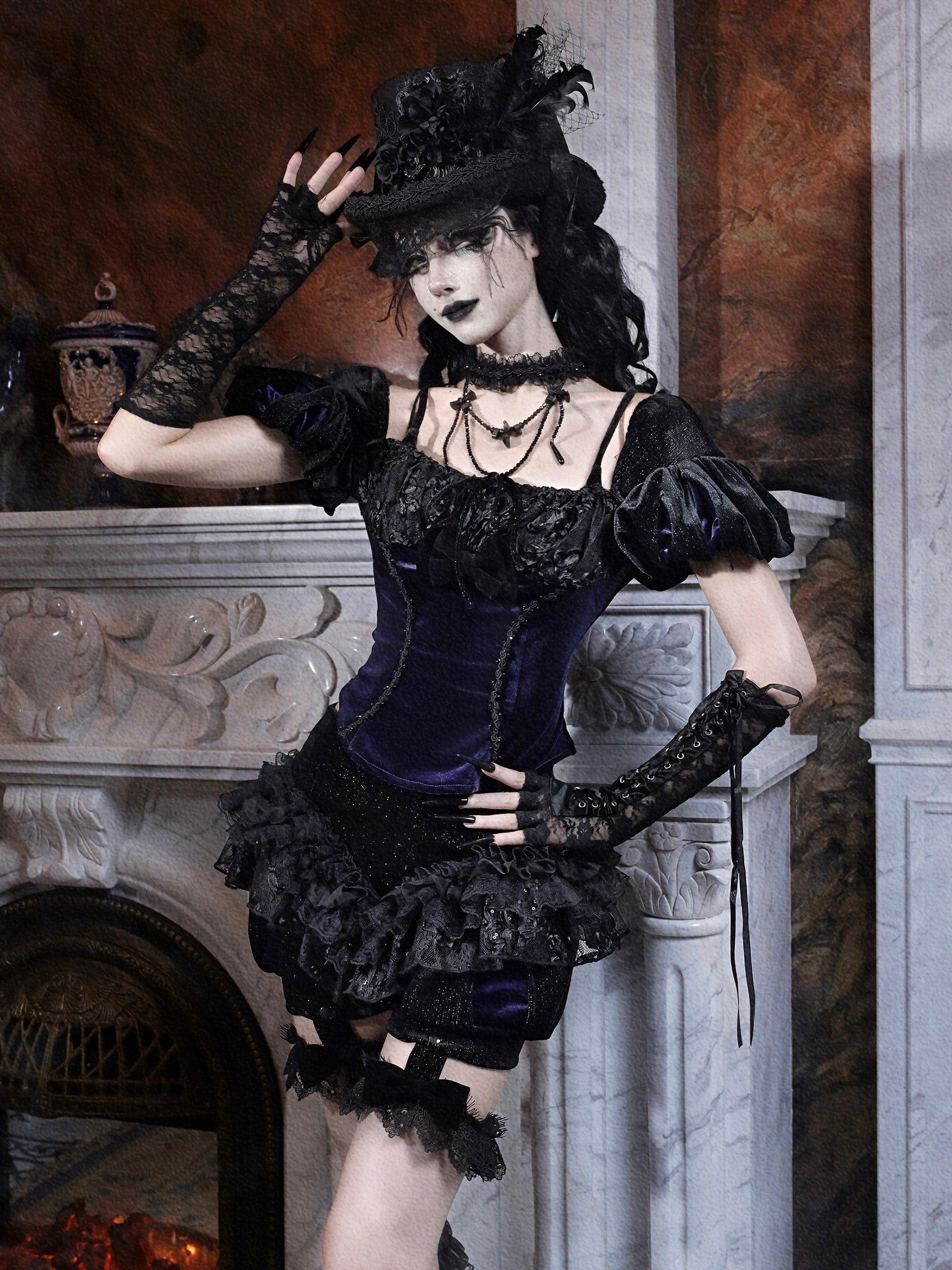 Mourning Day Gothic Top & Shorts Set