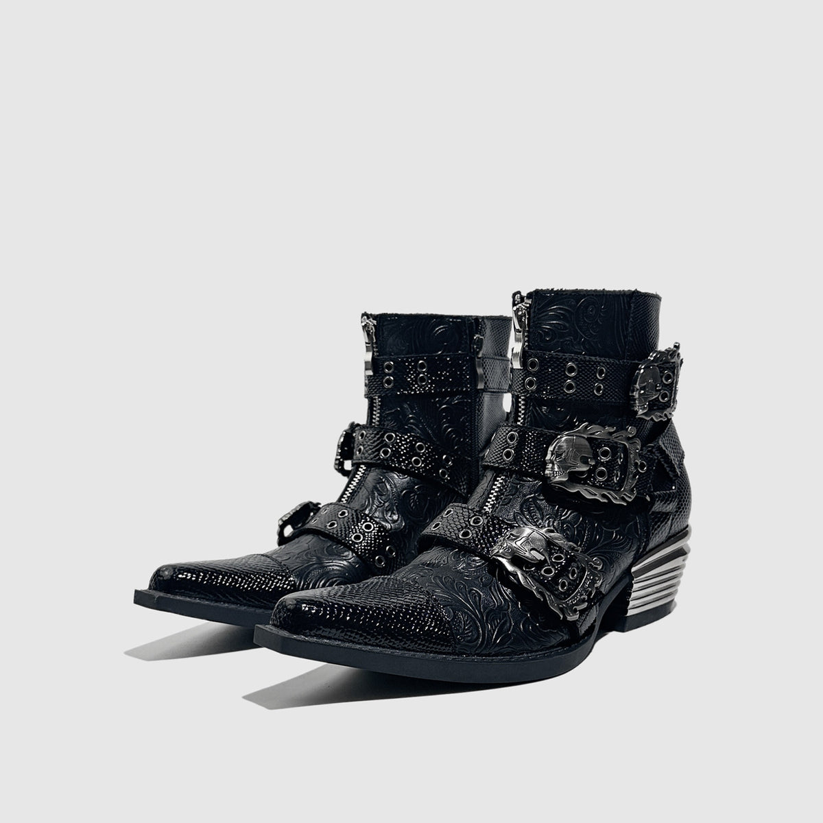 Studded Dark Gothic Punk‑Style Combat Ankle Boots