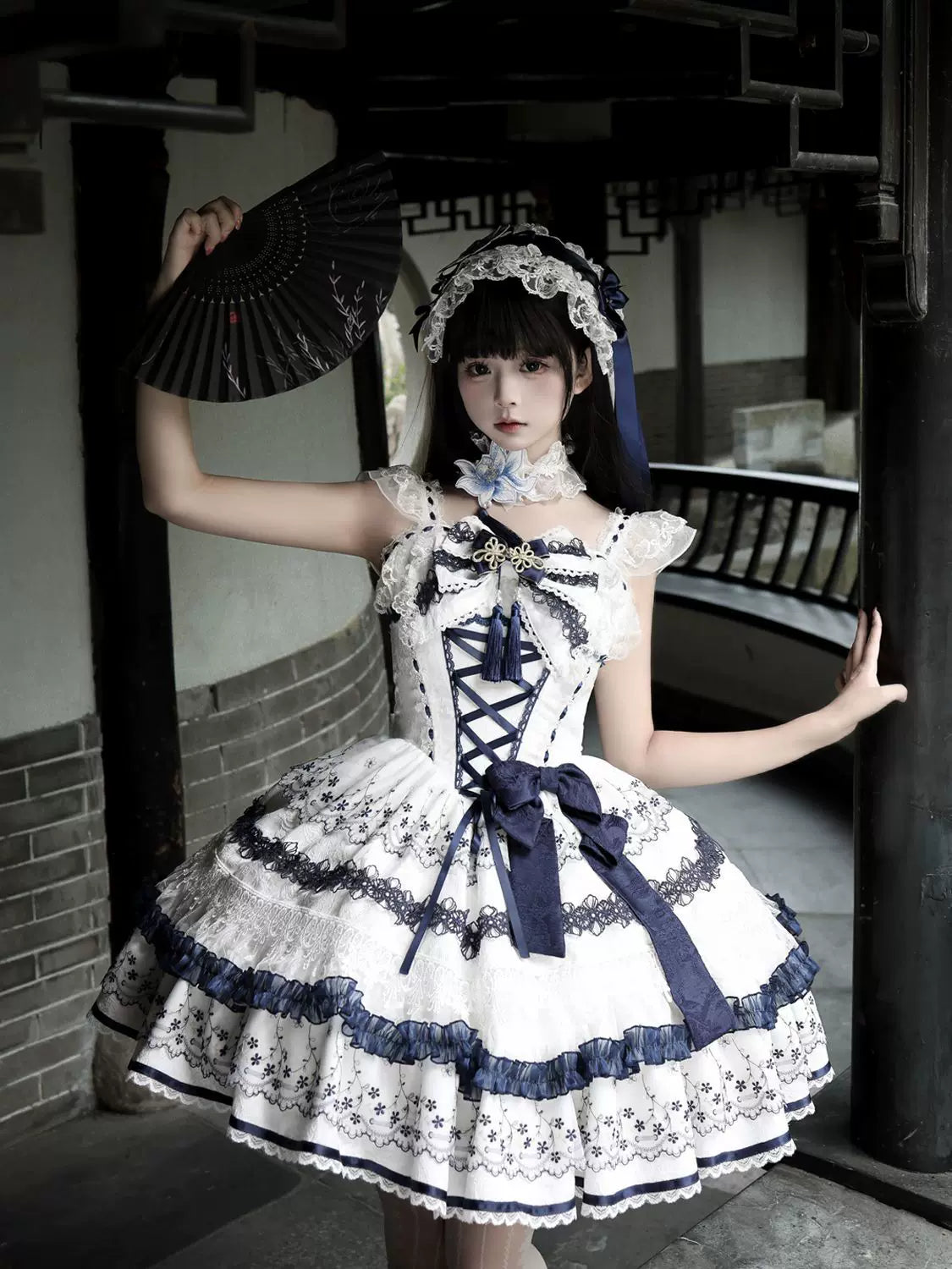 Qingyuan Fu Blue Porcelain Sweet Lolita JSK Suspender Dress