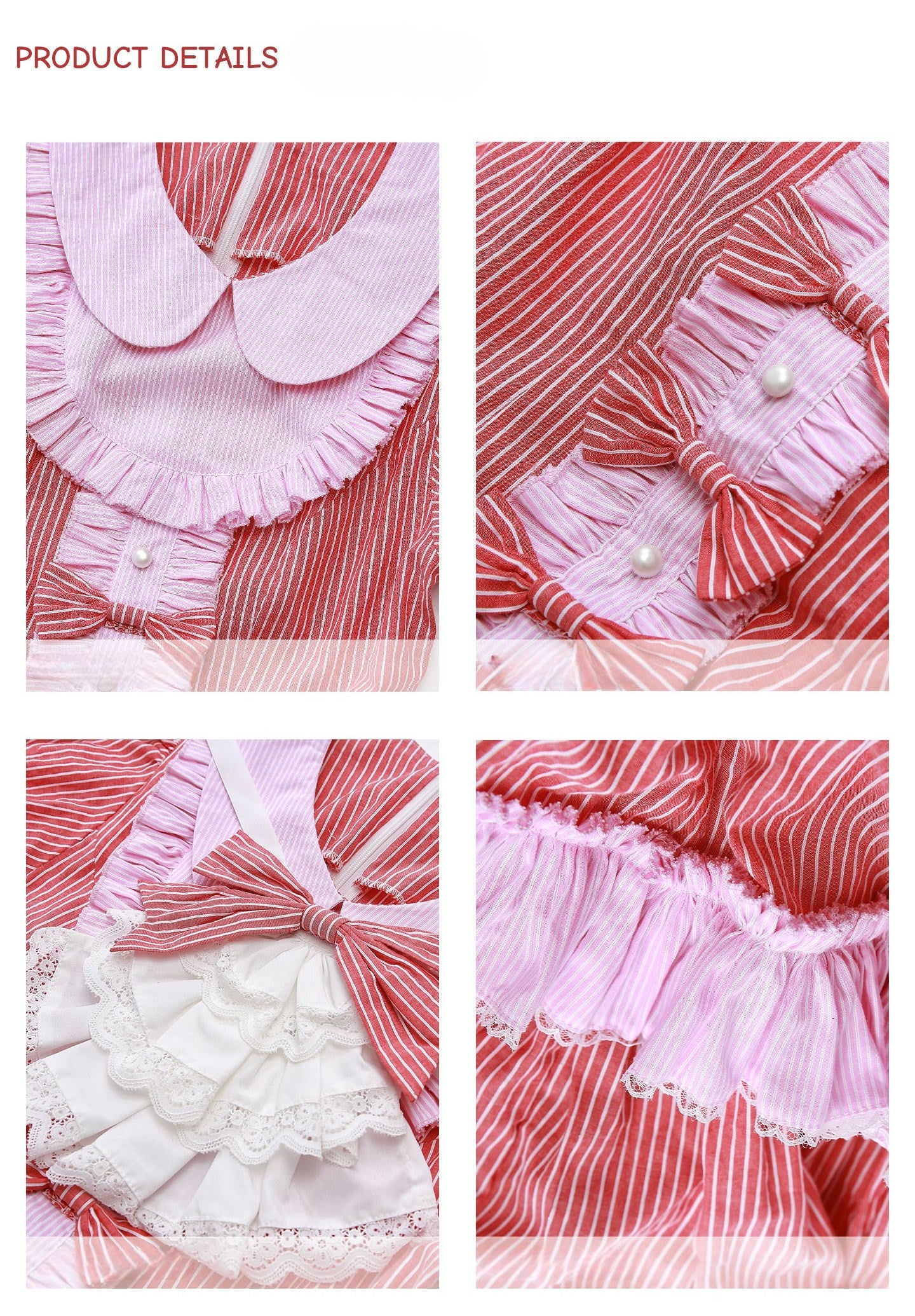 Candy Cottage Showa Retro Pink Striped Dress
