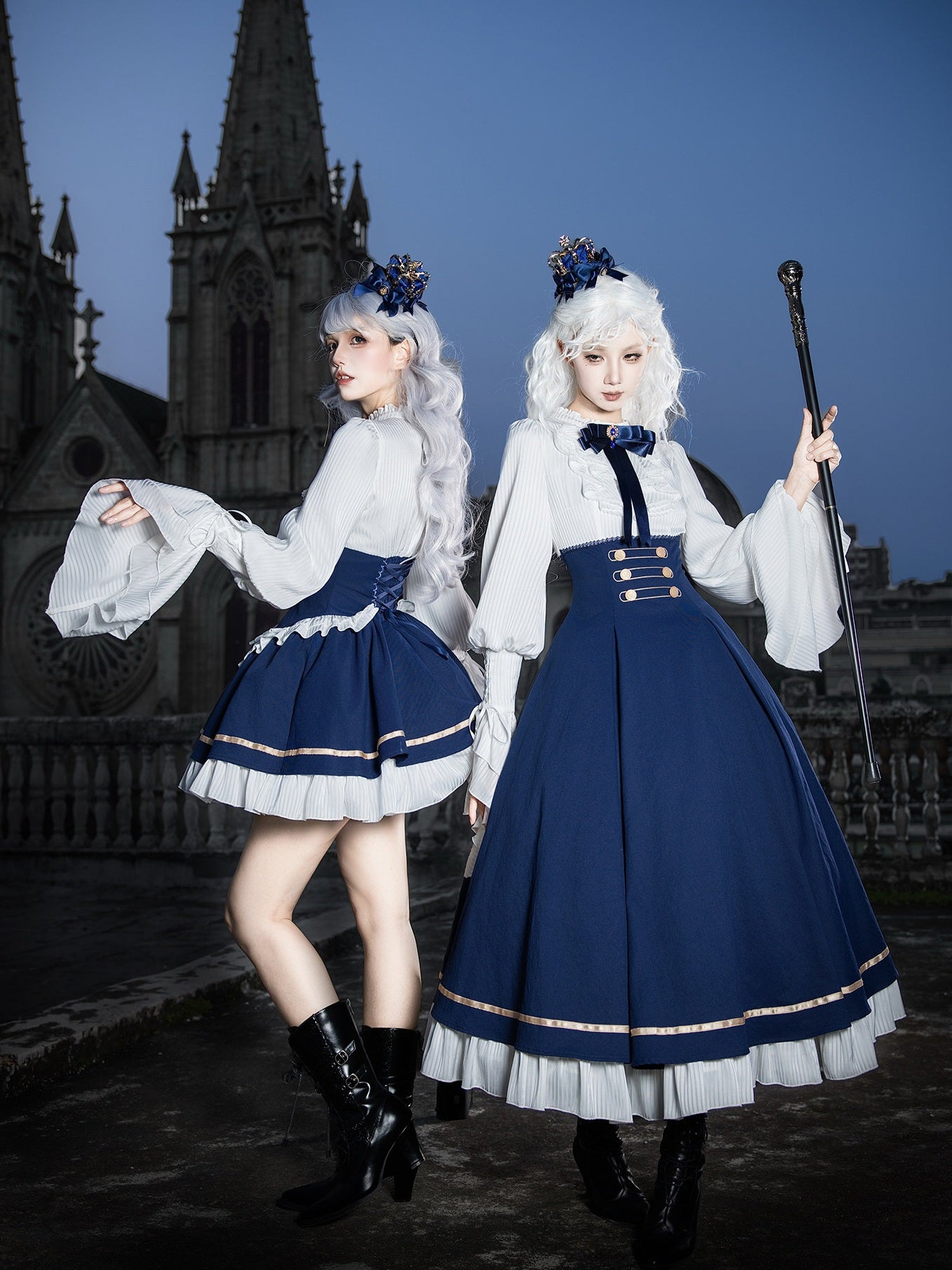 Eternal Crown Royal‑Court Faux Two‑Piece Lolita OP with Cape Set