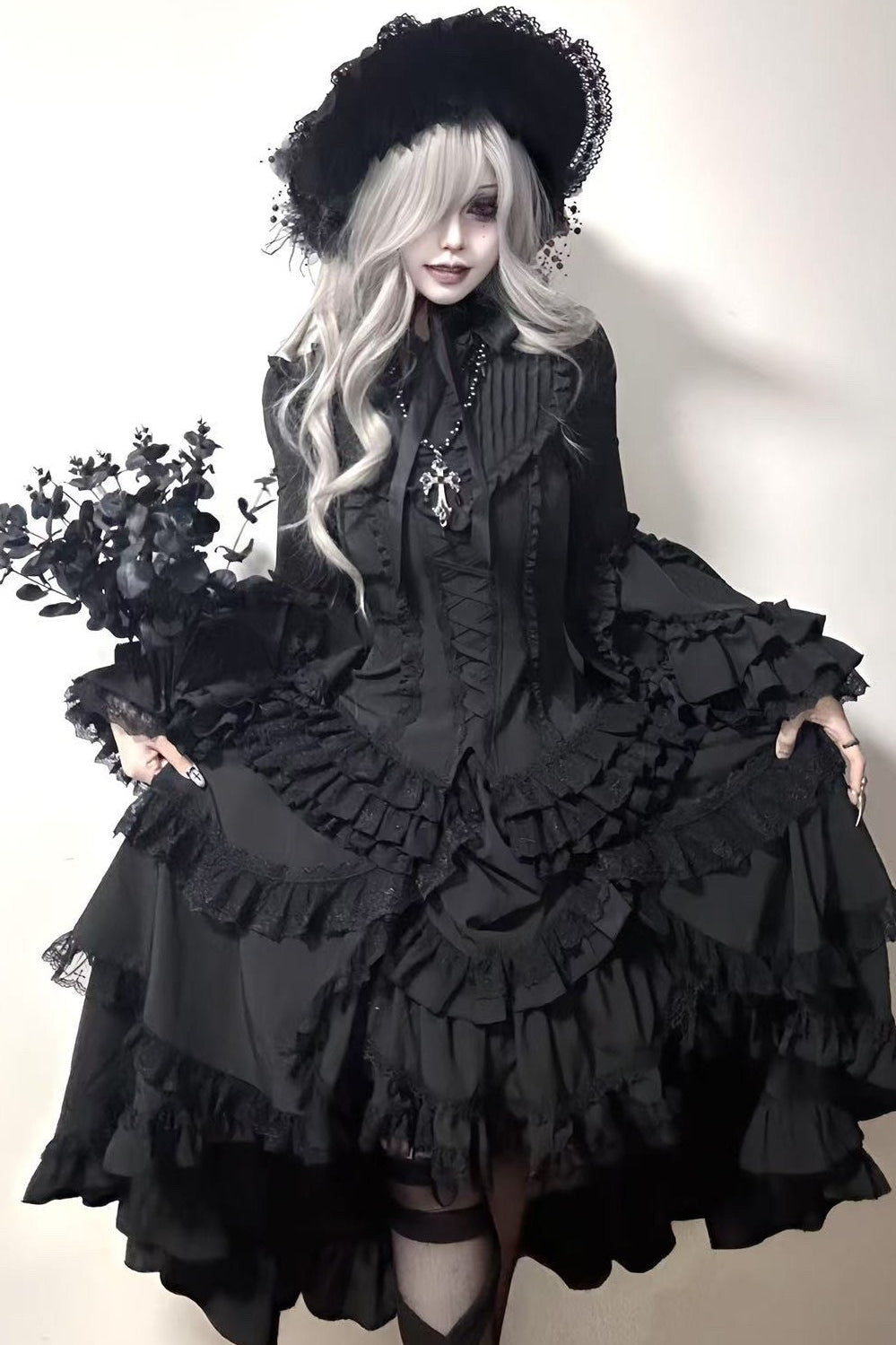 Immortal Bird Black Gothic Lolita Blouse SK Set