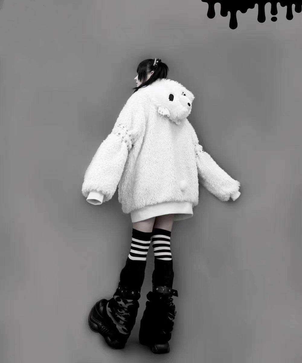 Bear Ear J-Style Cute Fleece Lamb Wool Sweatshirt Jacket