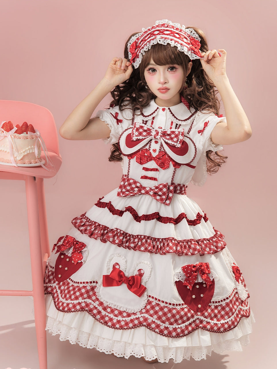 Starry‑Fallen Strawberry Rabbit Original Lolita Cute JSK Dress