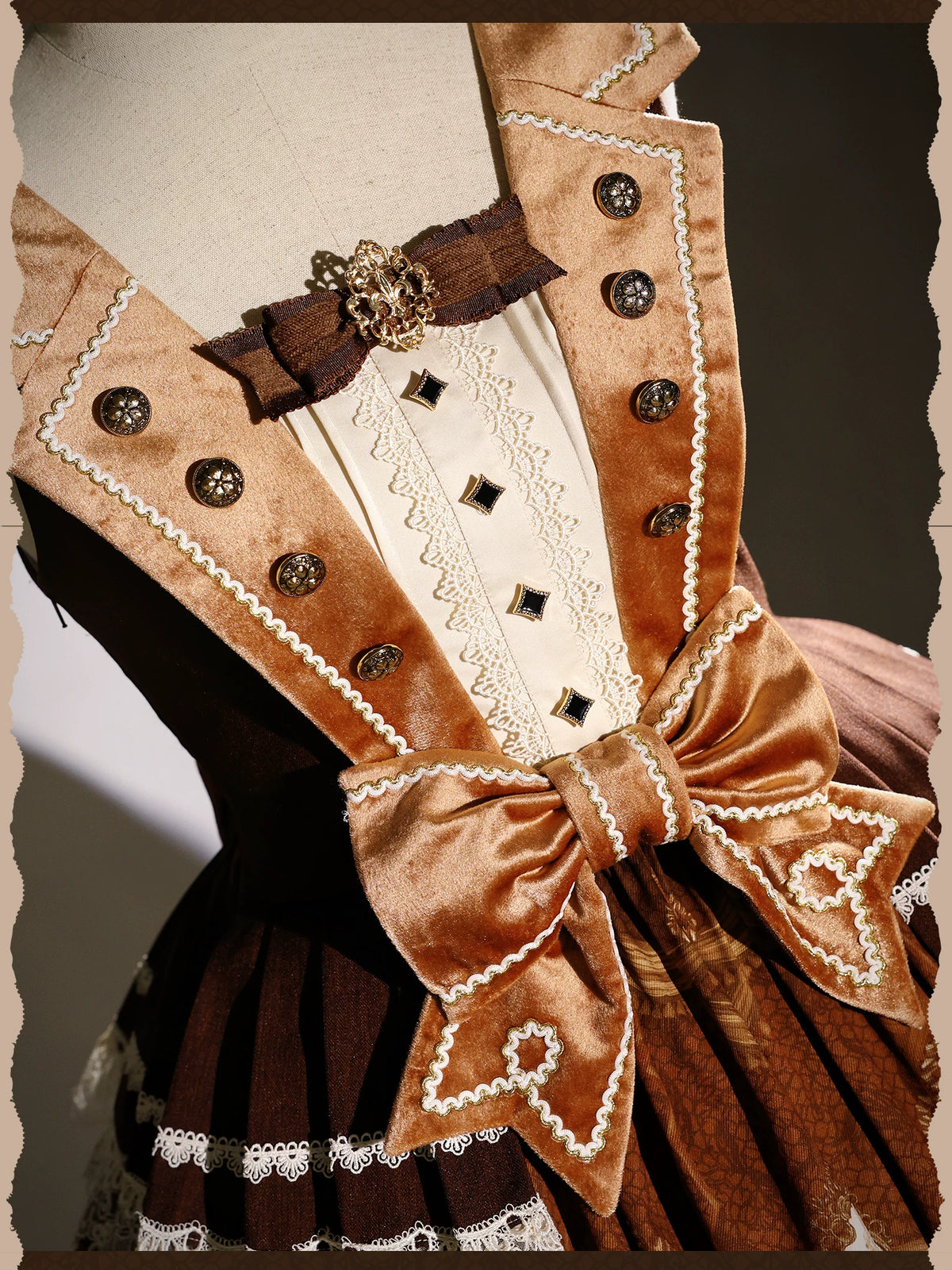 Italian Travelogue Brown British Style Lolita JSK Dress and Blouse