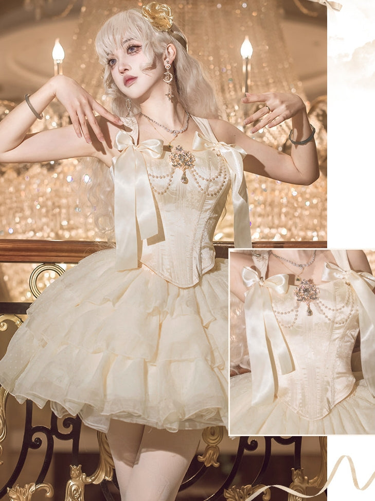 Cream Polka Dot French Ballet Dress
