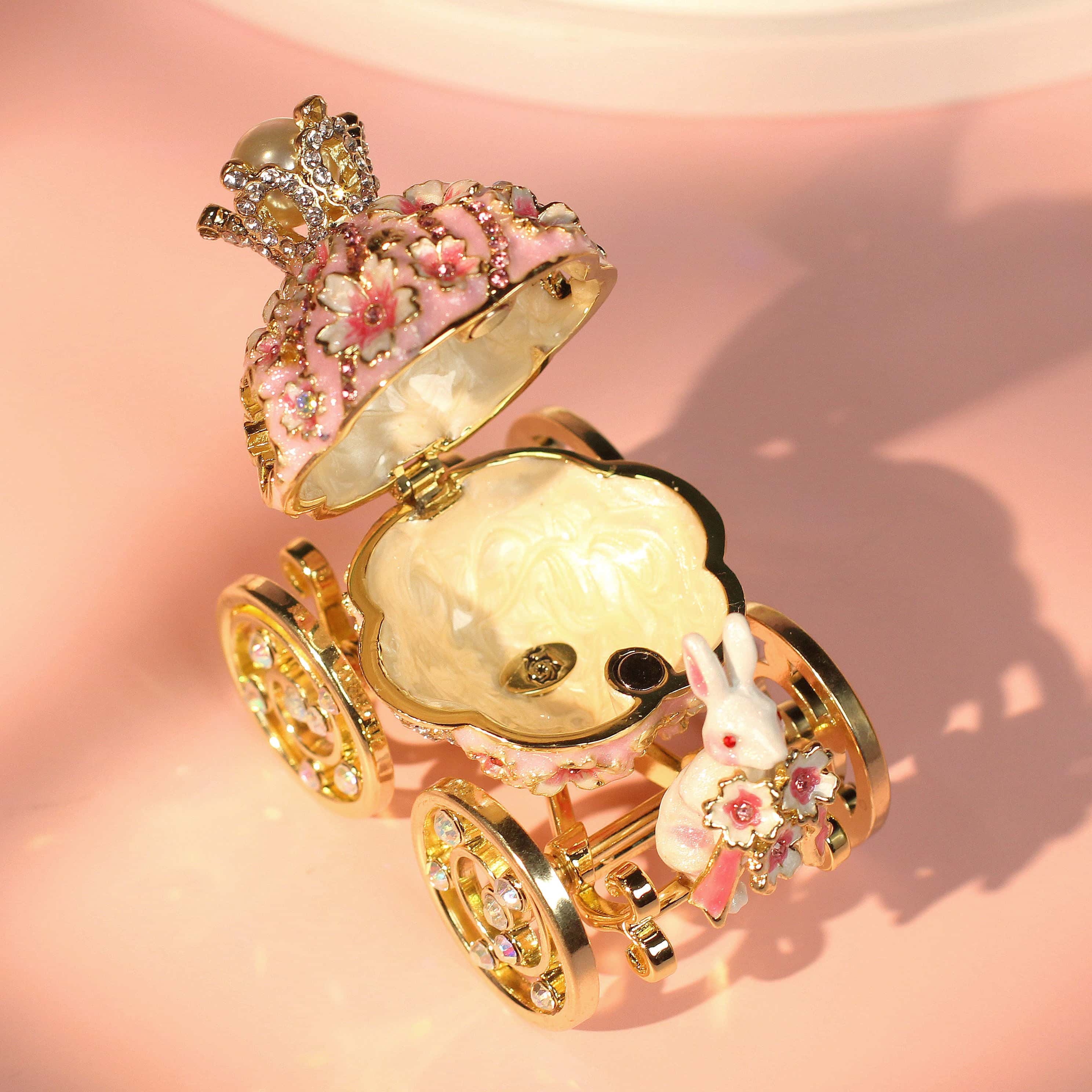 Carousel-Shaped Enamel Ring Jewelry Box Lolita Decor Gift
