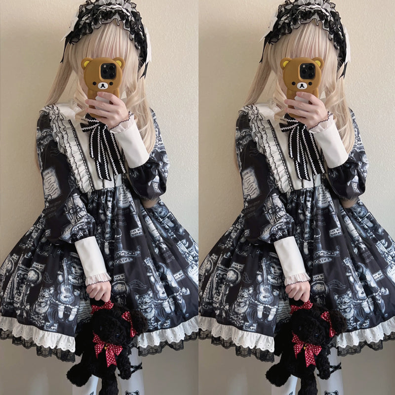 Lolita Gothic Long Sleeve Retro OP Dress LG1036