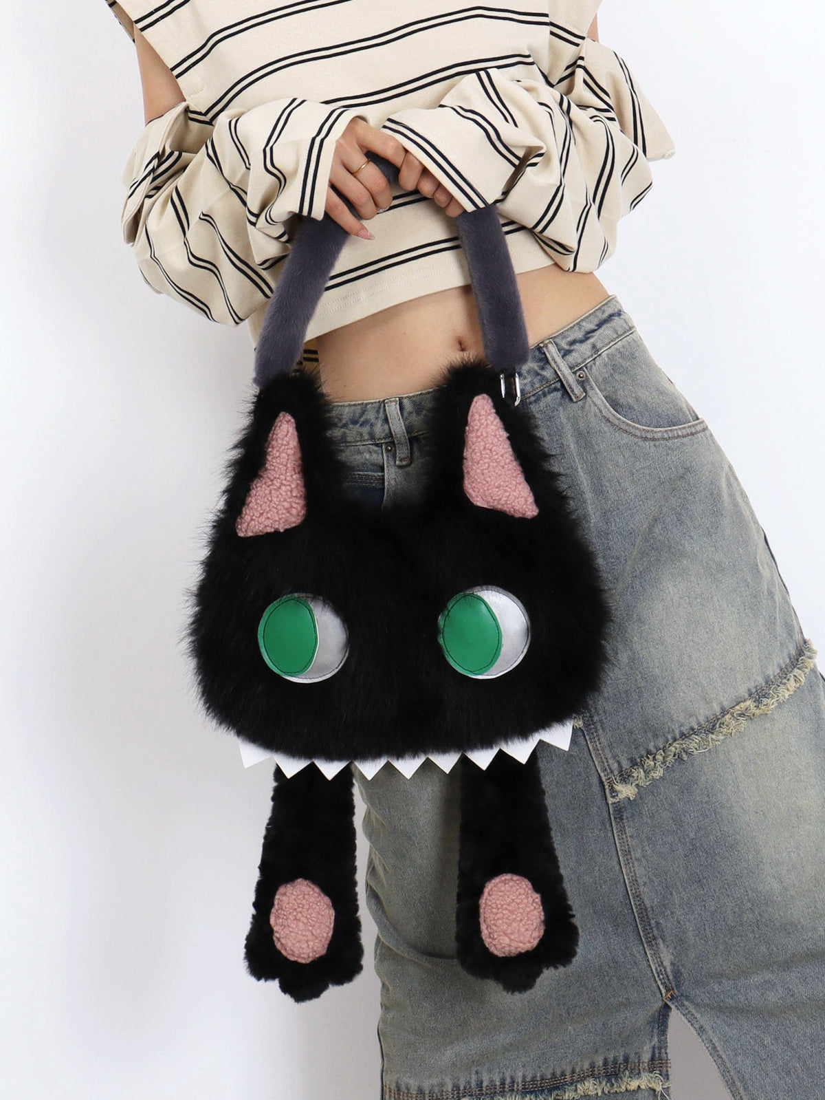 Toothy Face-Cover Cat Plush Lolita 3-Way Bag