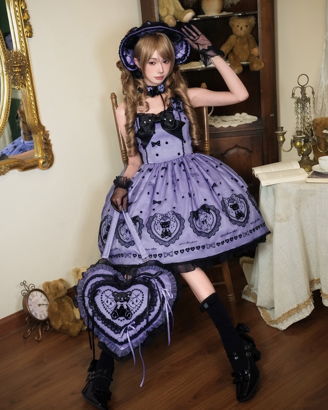 Black Sugar Bear Lolita Purple Dress