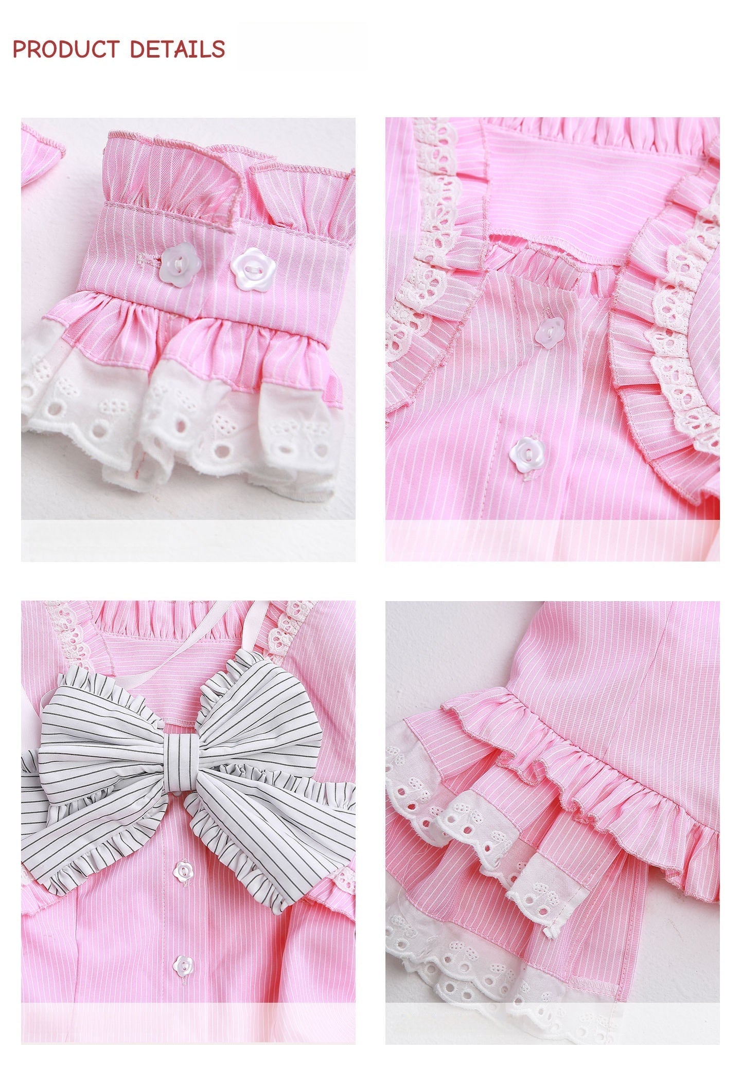 Candy Cottage Showa Retro Pink Striped Set