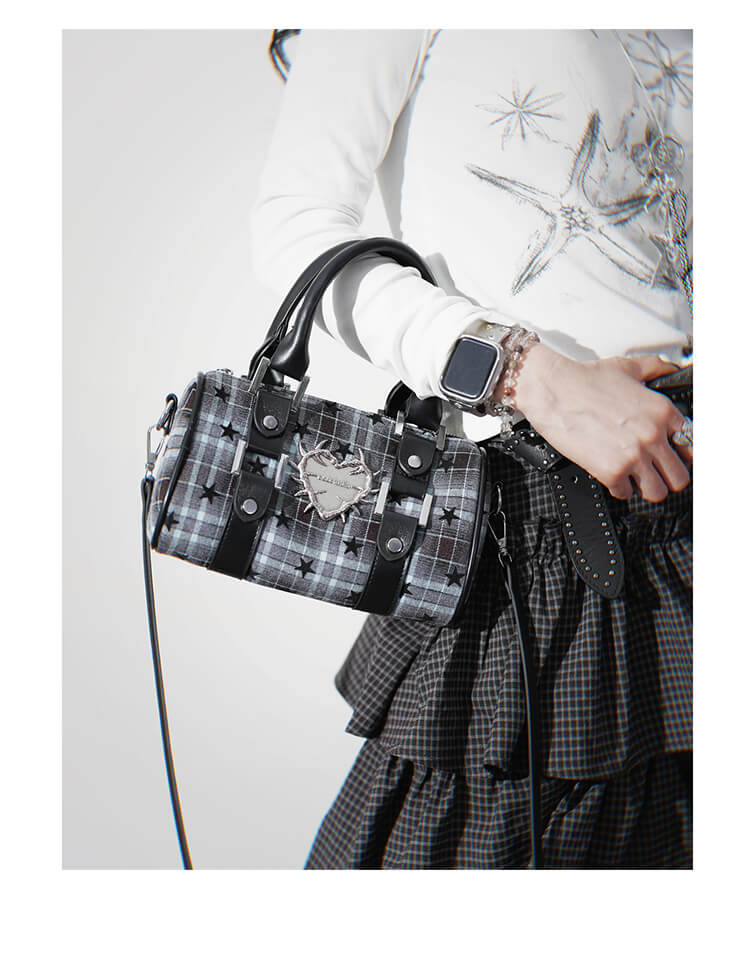 Gothic Star Plaid Shoulder Bag
