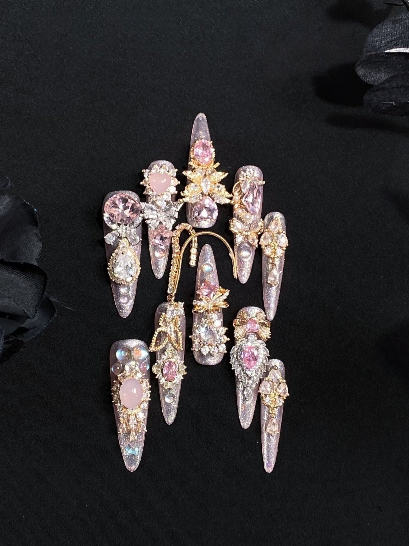Sakura Magic Girl Pink Goddess Lolita Nail Art