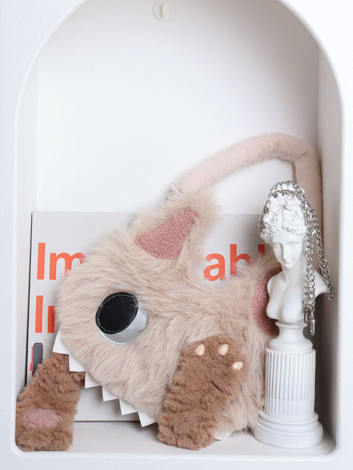 Toothy Face-Cover Cat Plush Lolita 3-Way Bag