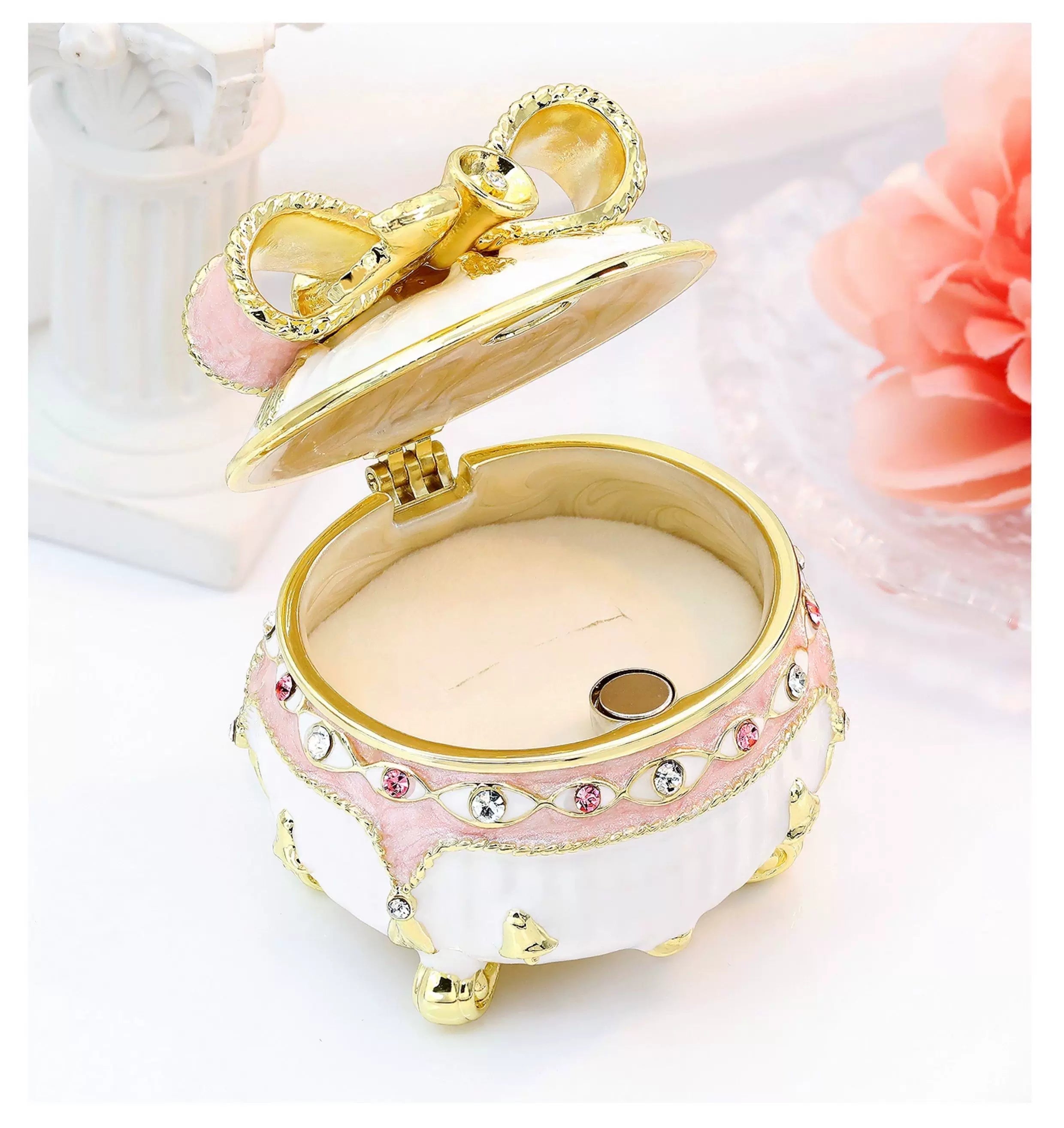 Bow-Shaped Enamel Jewelry Box Lolita Decor Gift