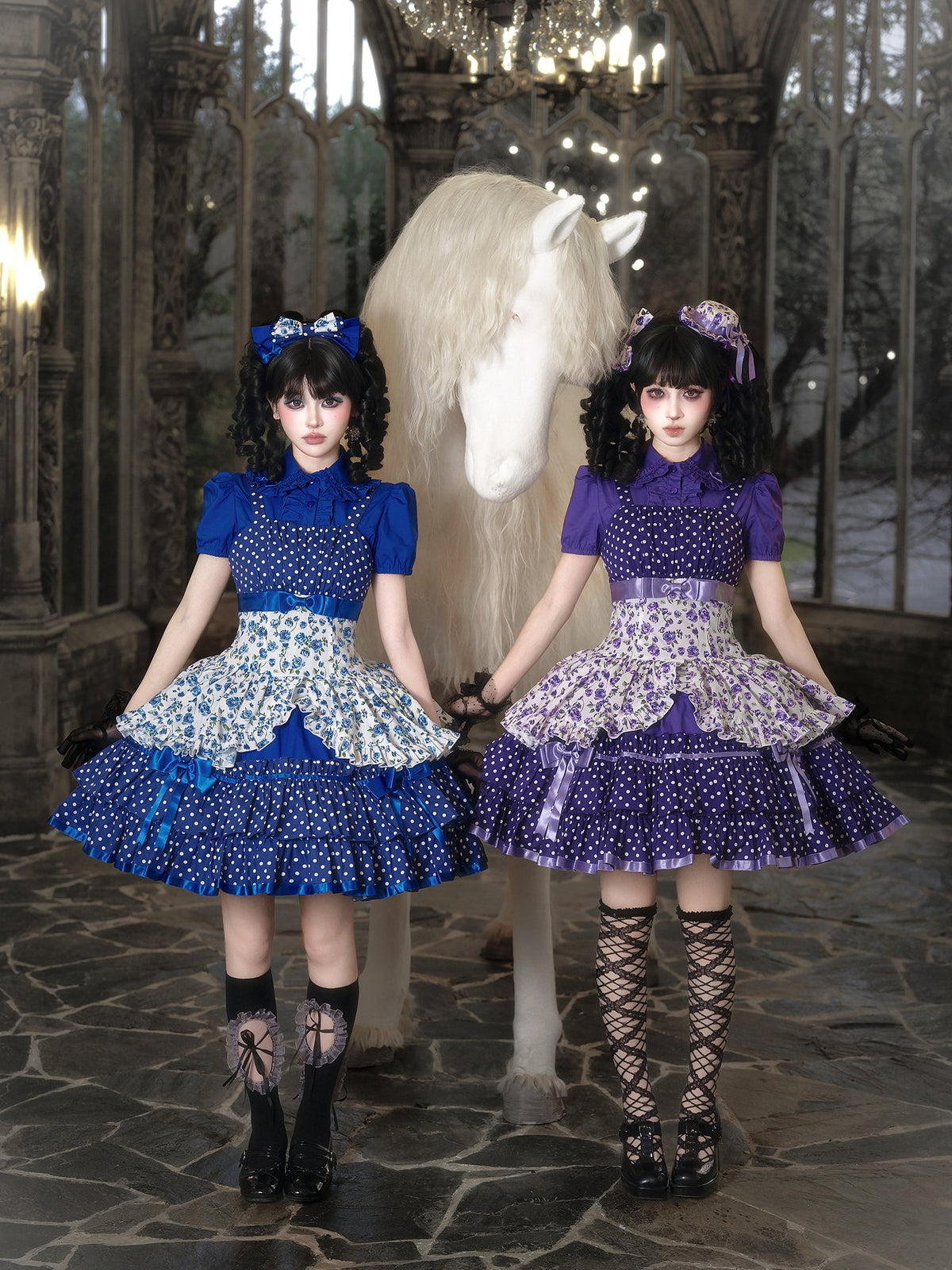 Li Bobo Vintage Polka‑dot Lolita JSK & Blouse Set