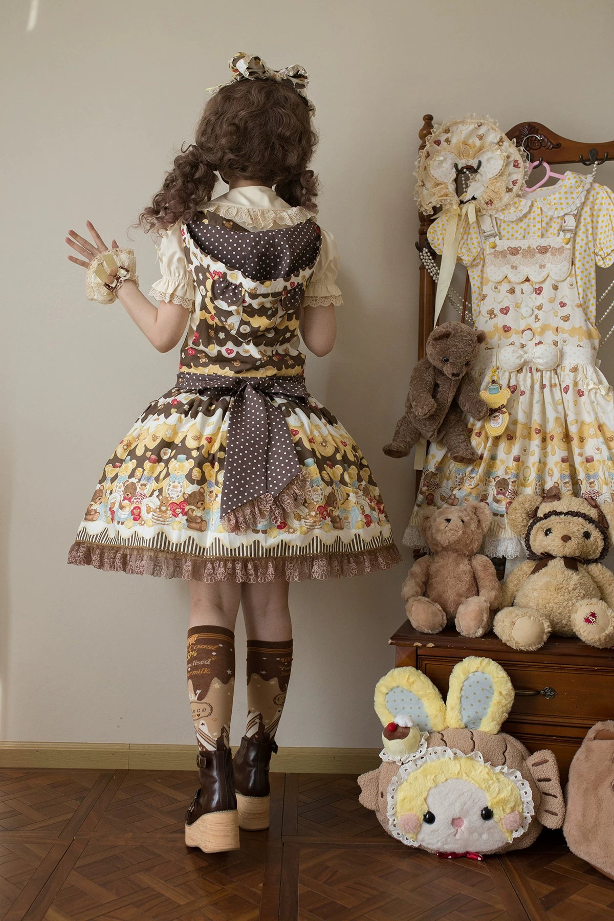 Honey Bear Lolita Strap Skirt & JSK & Accessories Set