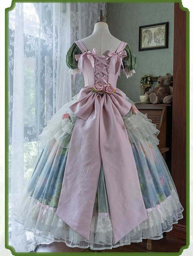 Monet's Garden Oil Painting Classic Lolita OP Dress Set