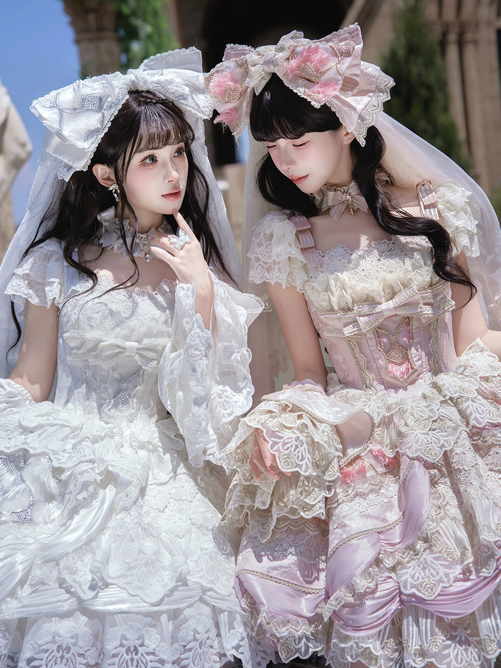 Peacock Feather SP Bridal Lolita White JSK Dress