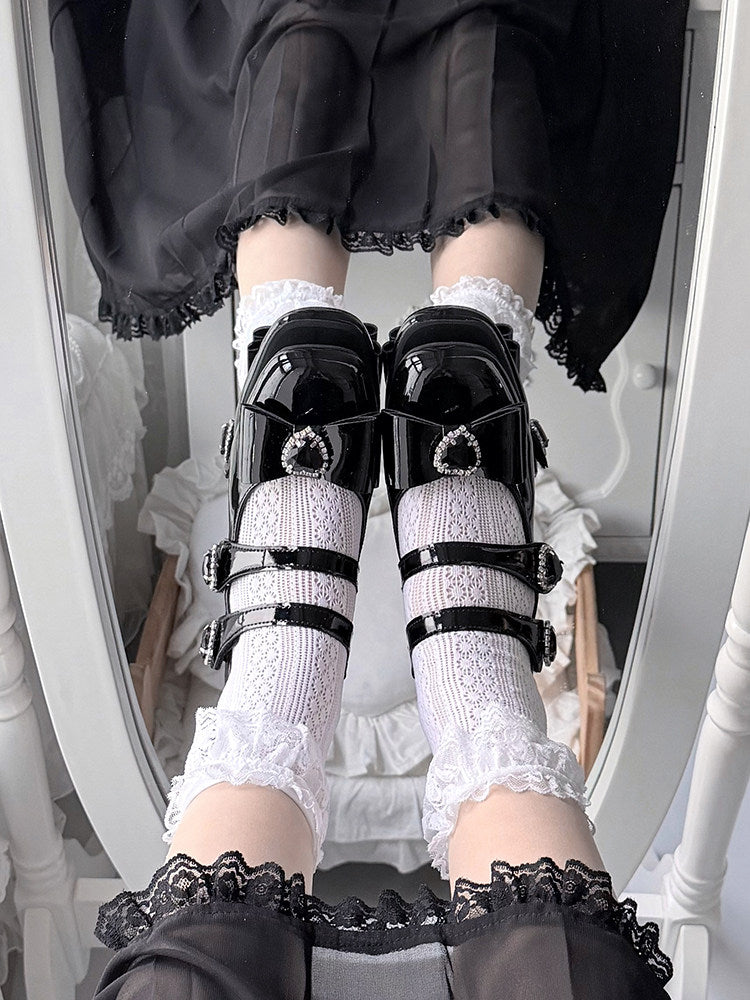 Night Prom Square Toe Mary Jane Chunky Heel Shoes