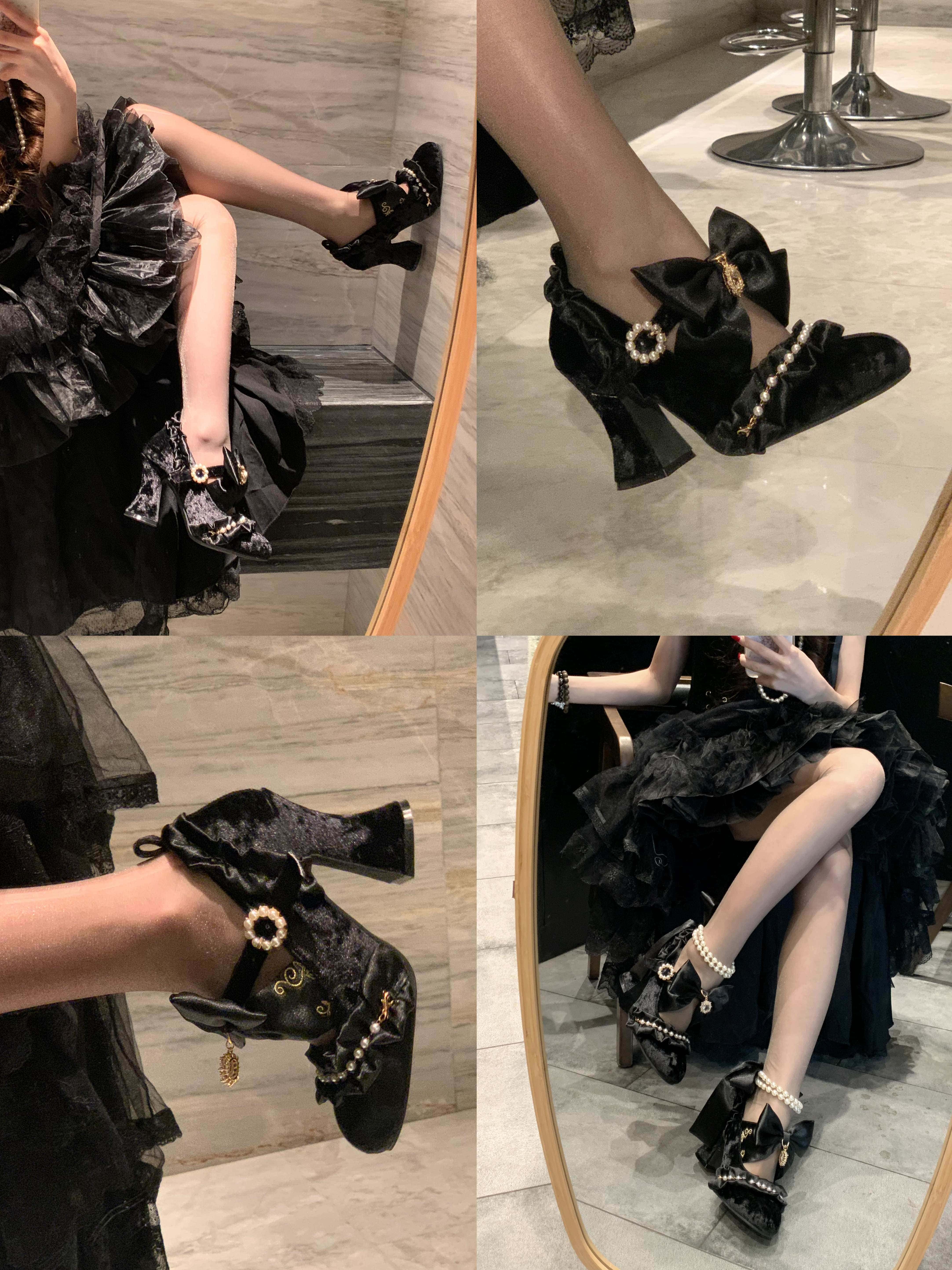 Ribbon Hymn 1.0 Lolita Vintage Heavy Craft Bridal Heels