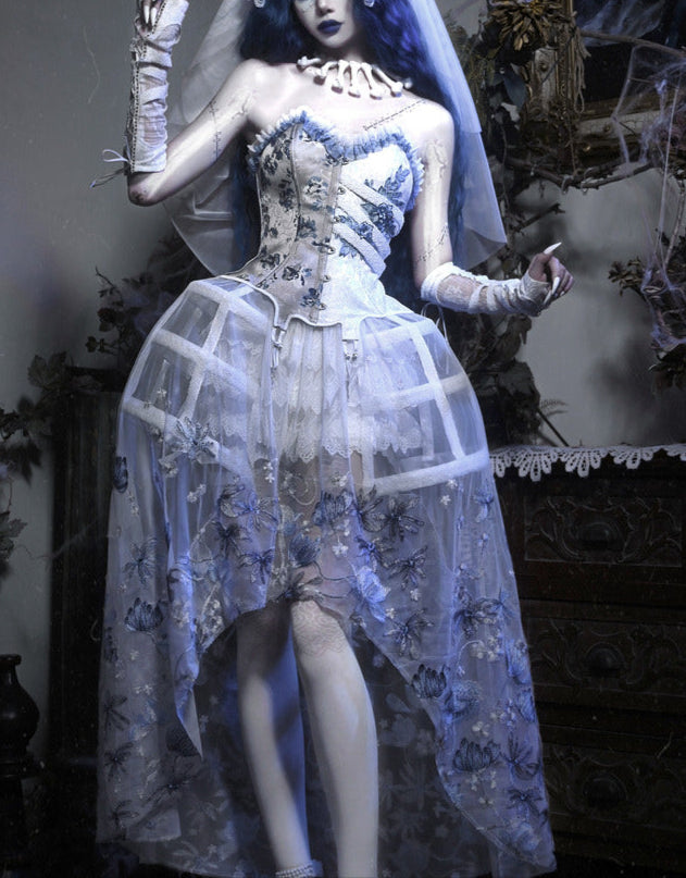 Lolita Gothic Zombie Bride Embroidered Dress LG1003