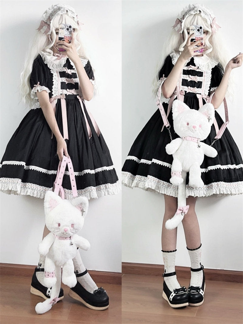 Kitten Angel Bag Fluffy White Cat Doll Backpack for Lolita Outfits