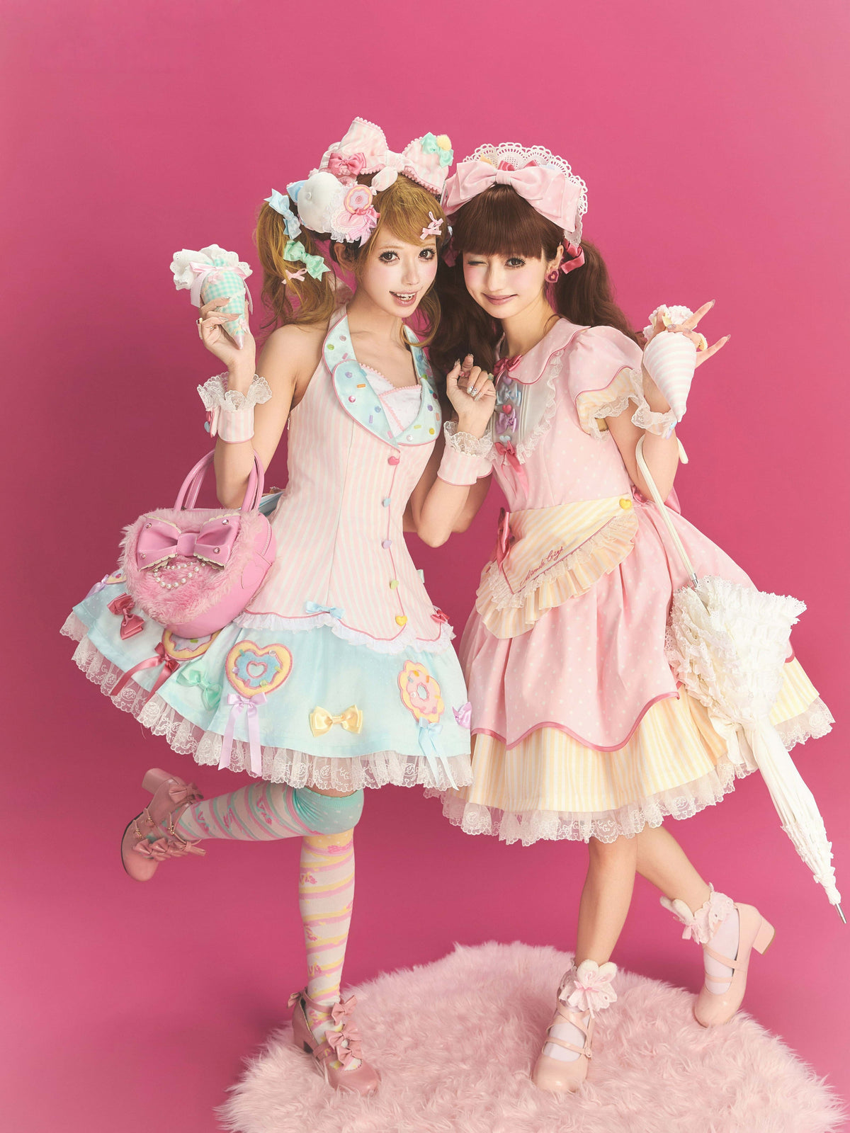 Miss Donut Pink Cream Donut-Theme Vintage Sweet Lolita OP Dress