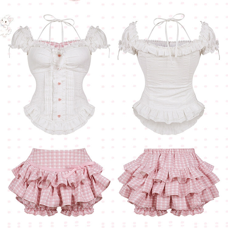 Song Nainai White Top & Skirt Set