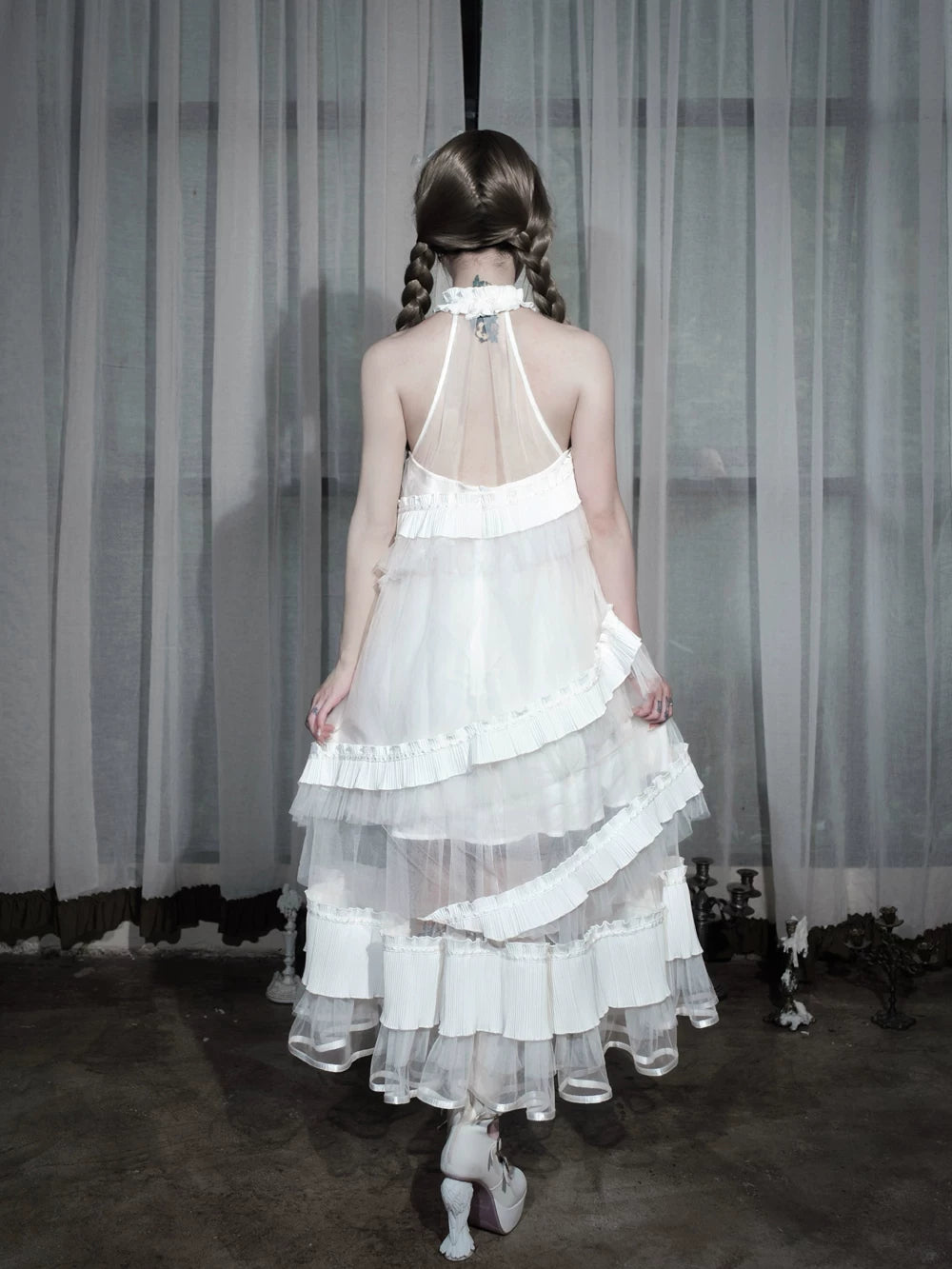 Cabinet Of Curiosities II Dark Gothic Butterfly Halter Neck Dress