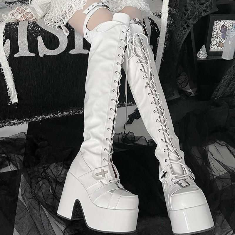 Lolita Gothic Punk Goth Platform Over-the-Knee Boots LE5018