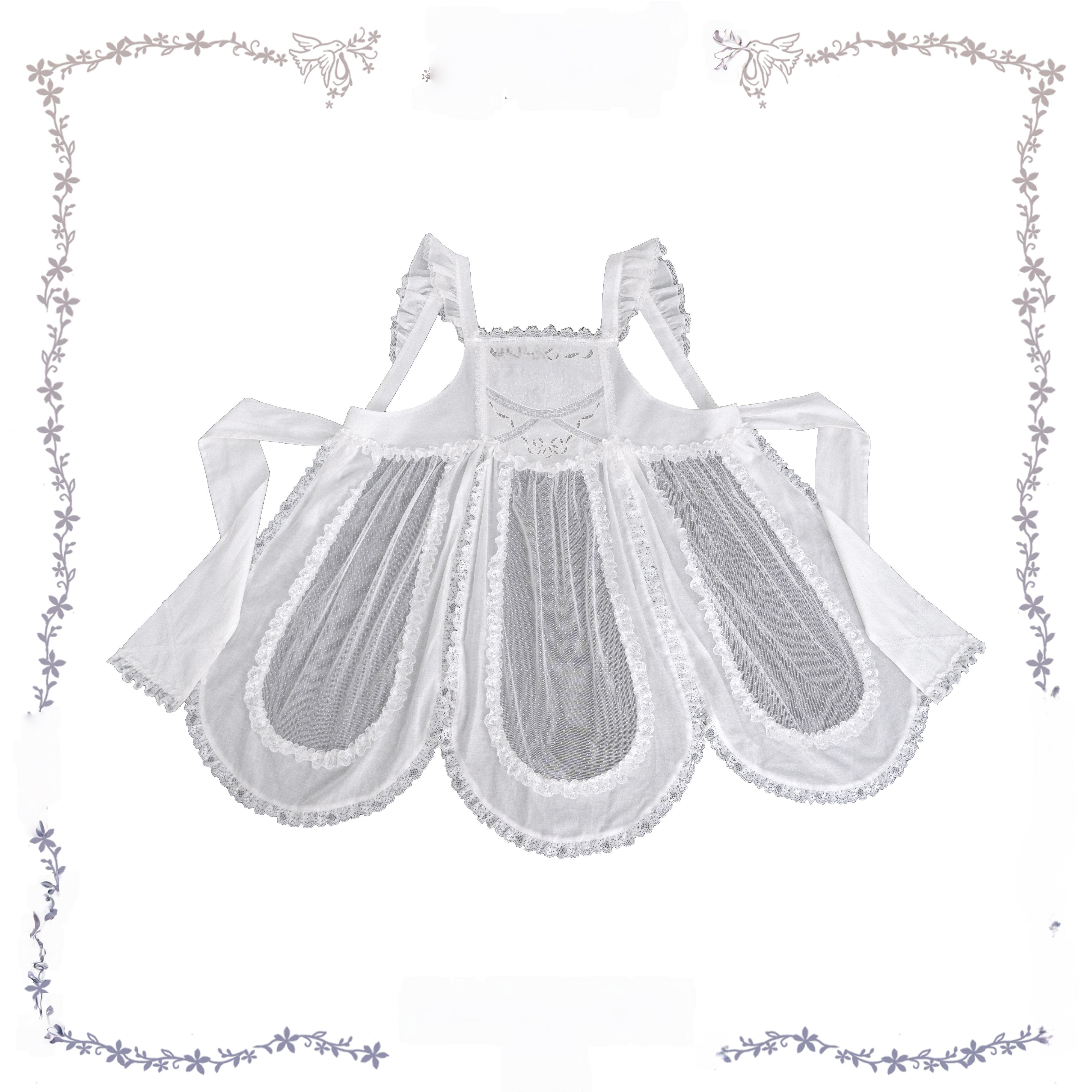 Iris Clock Lolita Flutter Sleeves Printed OP & Cut‑Work Embroidered Lapel JSK