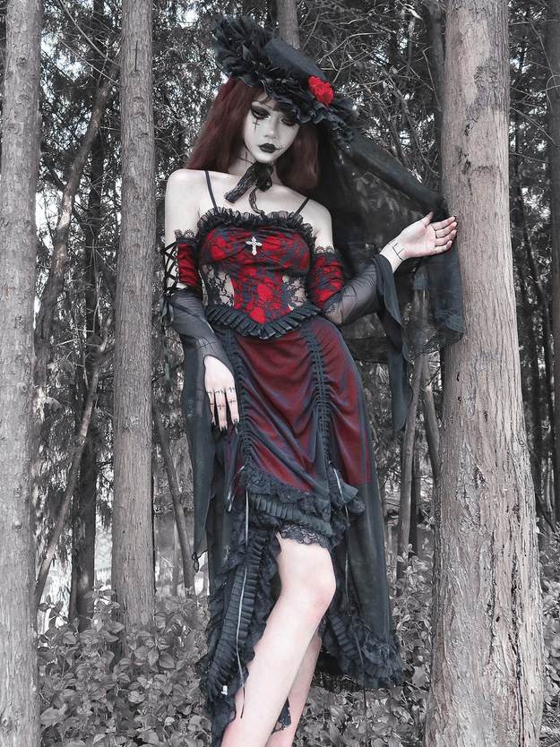 Lolita Dark Goth Lace Camisole Dress LG1026